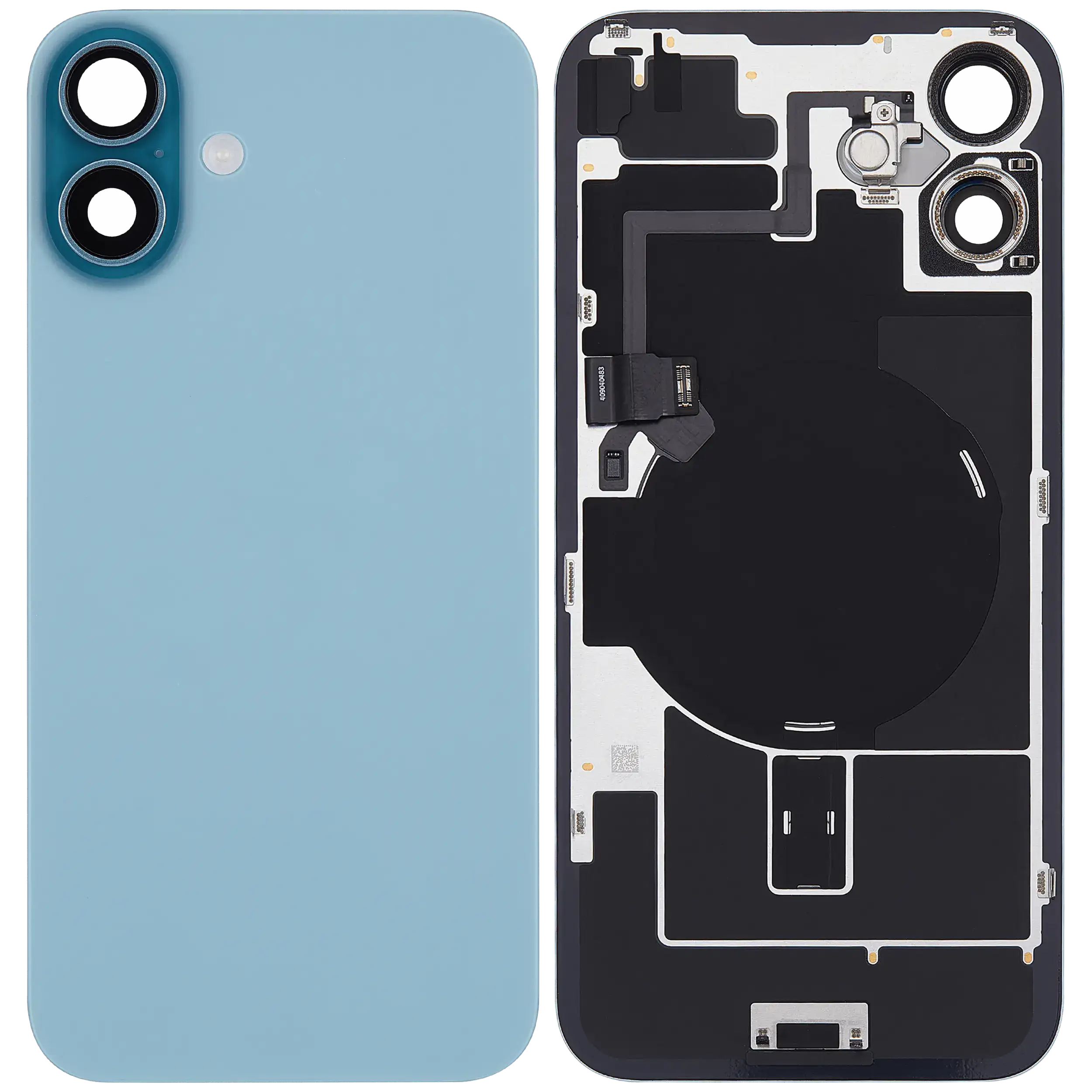 Backcover mit MagSafe Magnet & NFC & Blitz-Flexkabel für iPhone 16 Plus (gebrauchter OEM-Ausbau, Qualität C) (Teal)