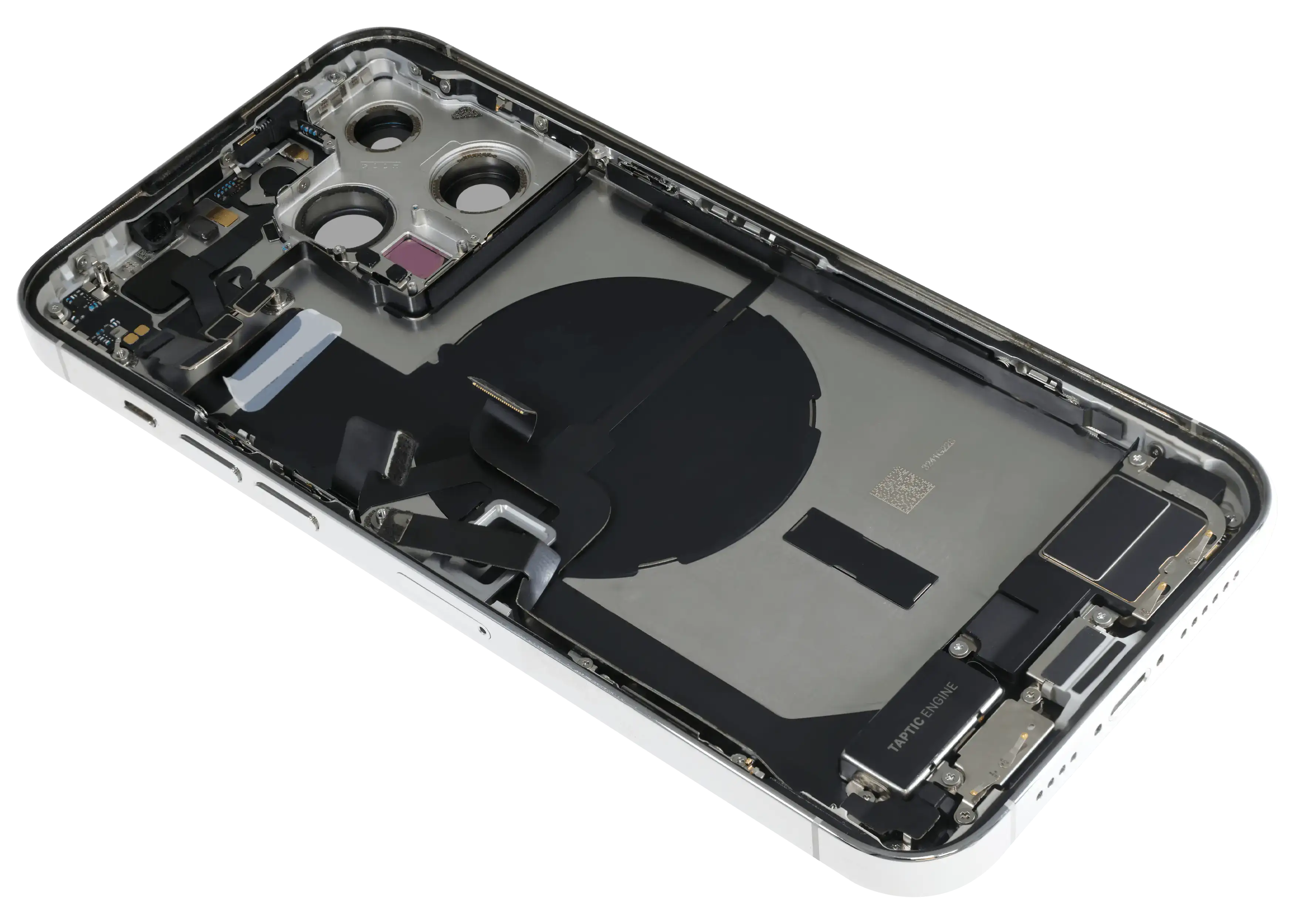 Backcover/Rahmen mit Ladebuchse Flex & Small Parts für iPhone 14 Pro Max (EU / Global Version) (gebrauchter OEM-Ausbau, Qualität B) (Silber)
