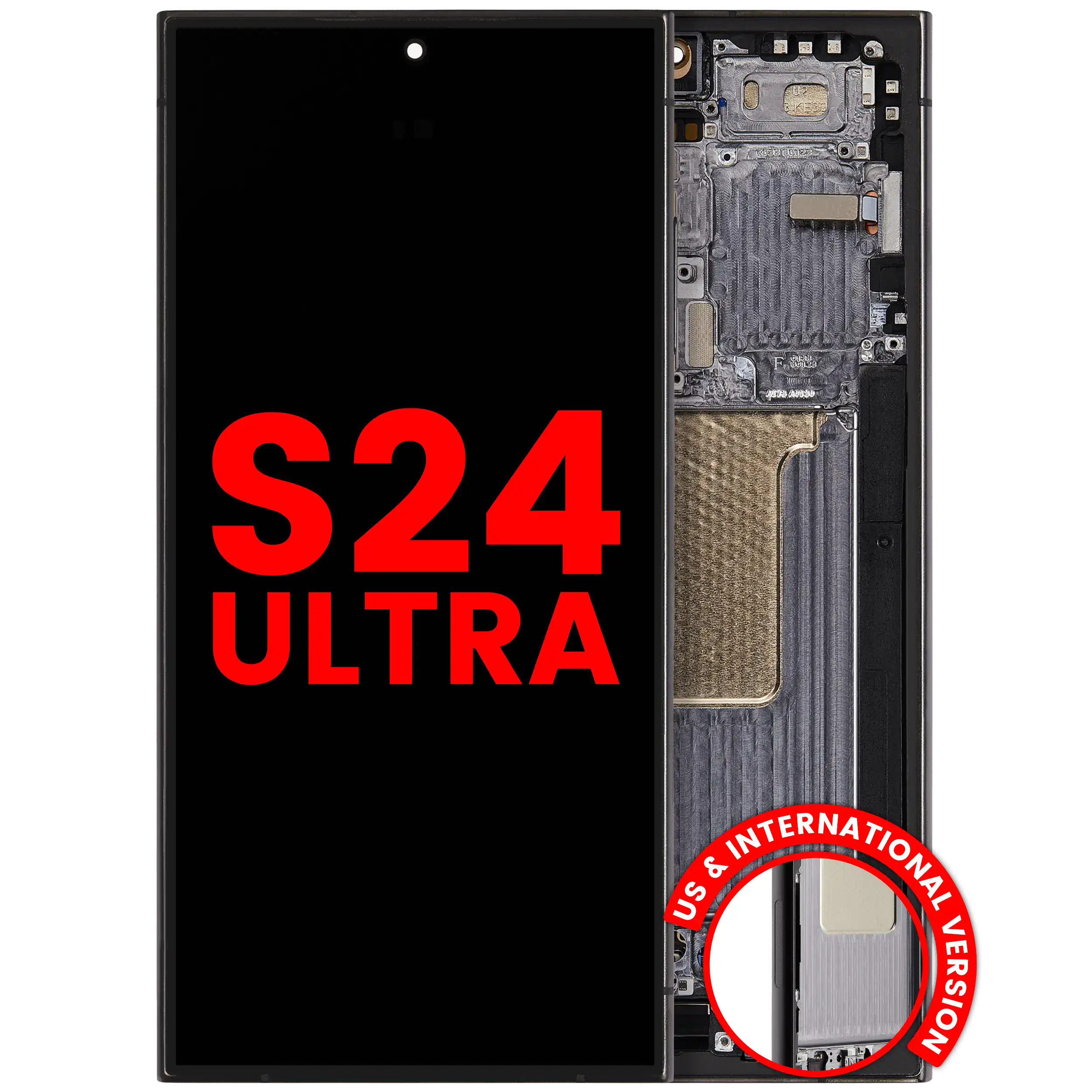 OLED mit Rahmen für Samsung Galaxy S24 Ultra (Aftermarket Plus, Titan Schwarz)