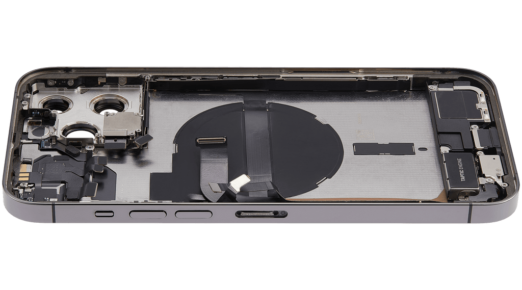 Backcover/Rahmen mit Ladebuchse Flex & Small Parts für iPhone 13 Pro Max (EU / Global Version) (gebrauchter OEM-Ausbau, Qualität B) (Graphite)