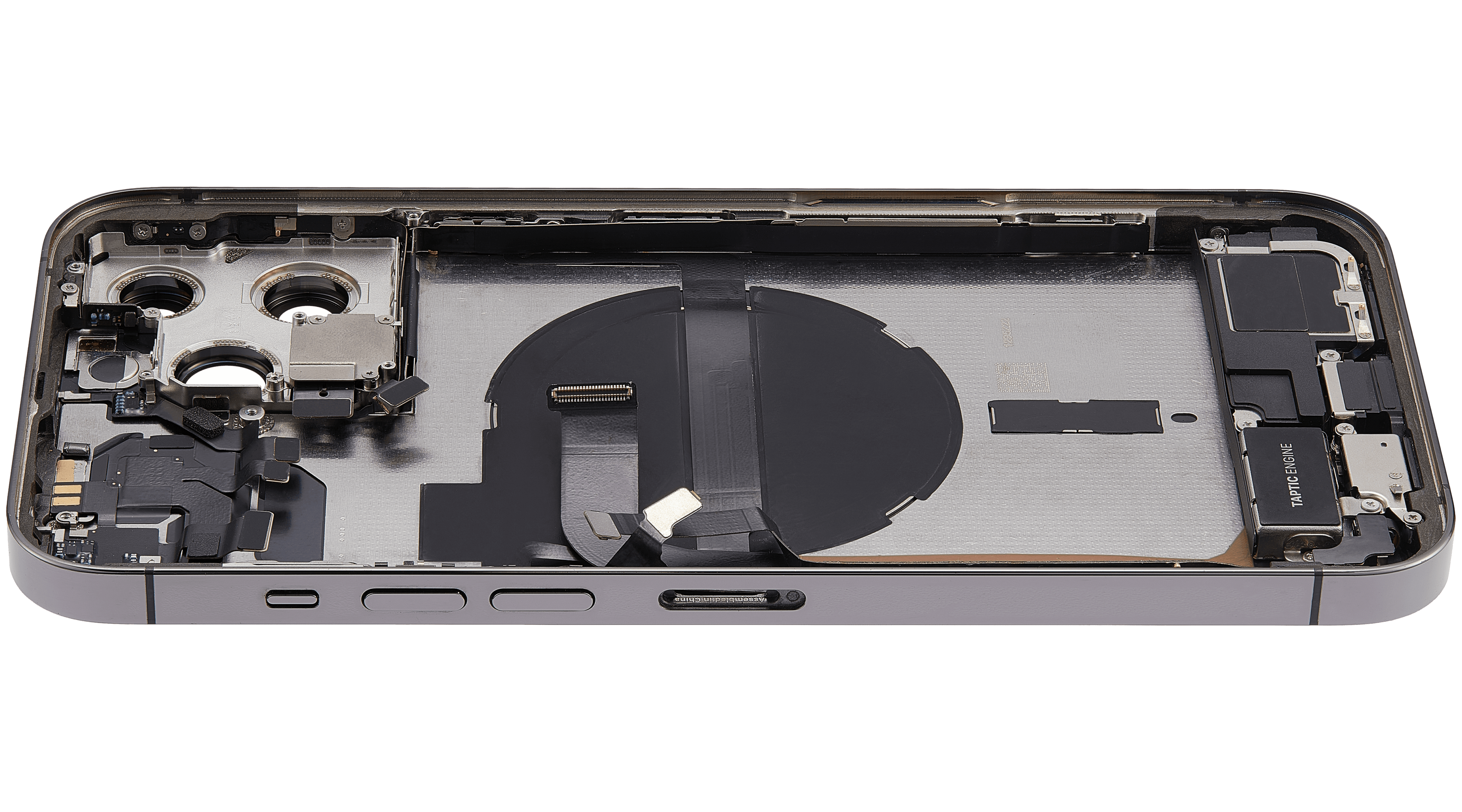 Backcover/Rahmen mit Ladebuchse Flex & Small Parts für iPhone 13 Pro Max (EU / Global Version) (gebrauchter OEM-Ausbau, Qualität B) (Graphite)