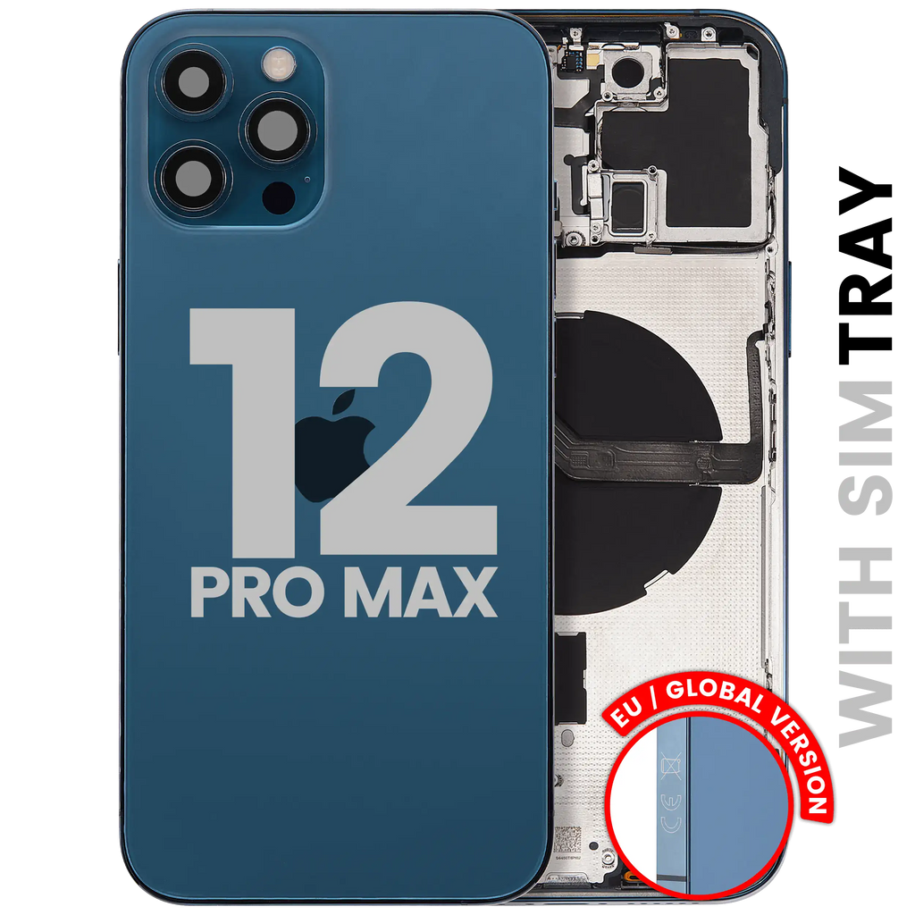 Backcover/Rahmen mit Small Parts für iPhone 12 Pro Max (EU / Global Version) (gebrauchter OEM-Ausbau, Qualität A) (Pacific Blau)