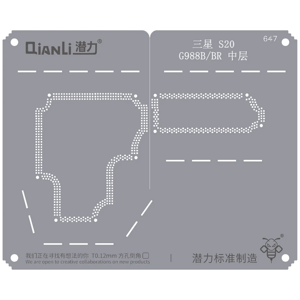 Bumblebee Stencil (QS647) for Samsung S20 G988B/BR Midframe/Bezel (Qianli)