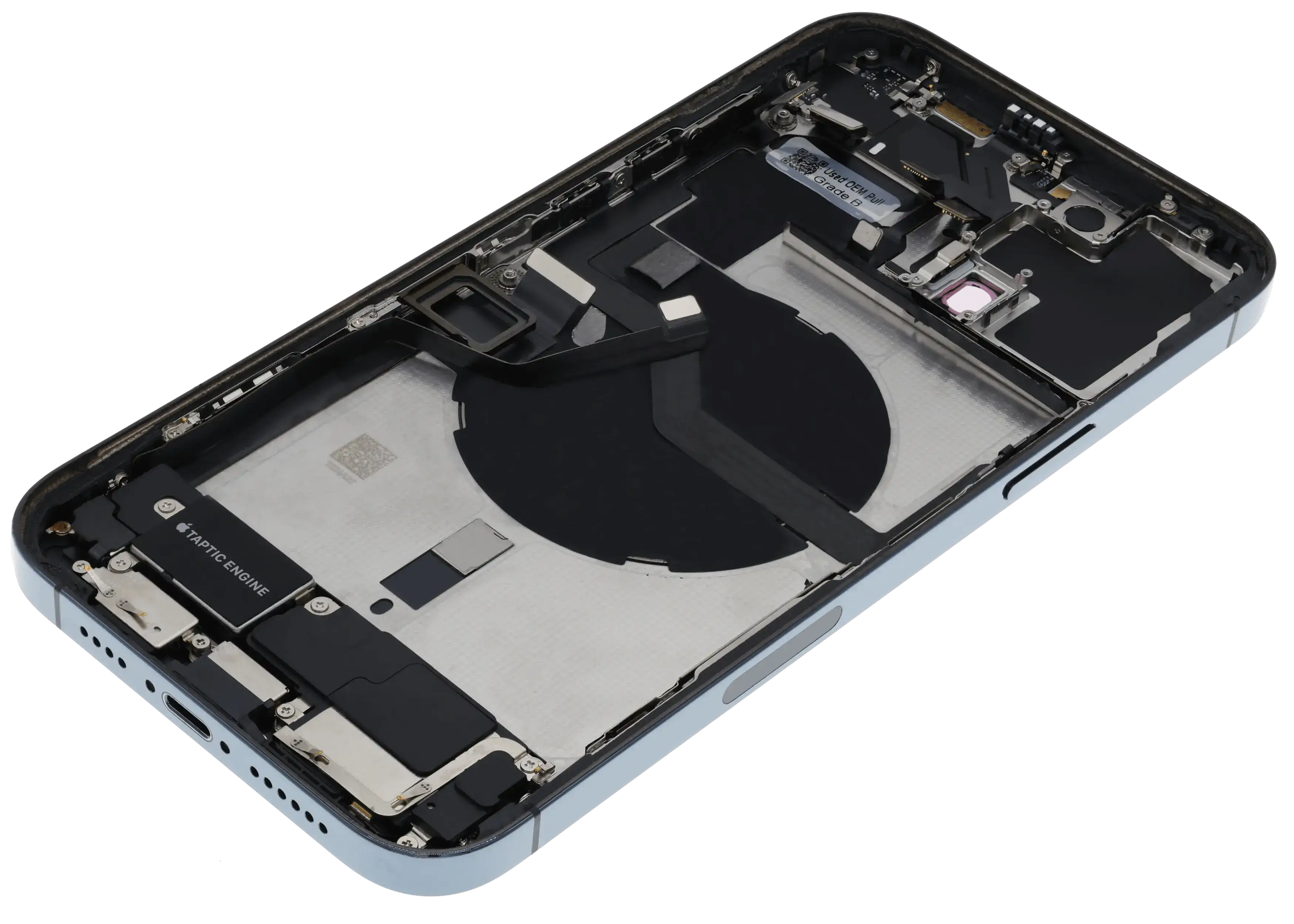 Backcover/Rahmen mit Ladebuchse Flex & Small Parts für iPhone 12 Pro Max (US-Version) (gebrauchter OEM-Ausbau, Qualität A) (Pacific Blau)