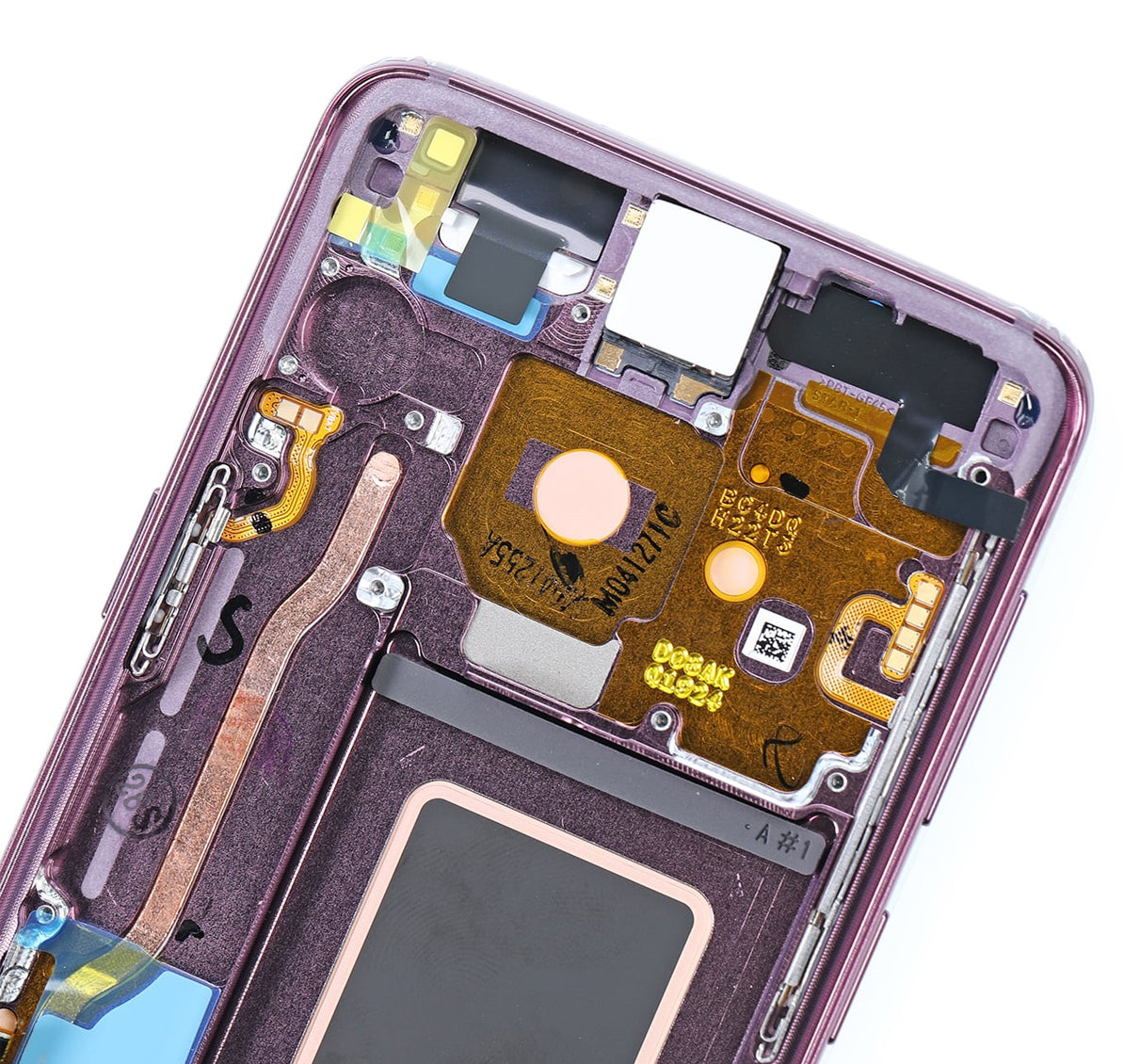 OLED-Display mit Rahmen für Samsung Galaxy S9 (gebrauchter OEM-Ausbau, Qualität B/C) (Lilac Purple)