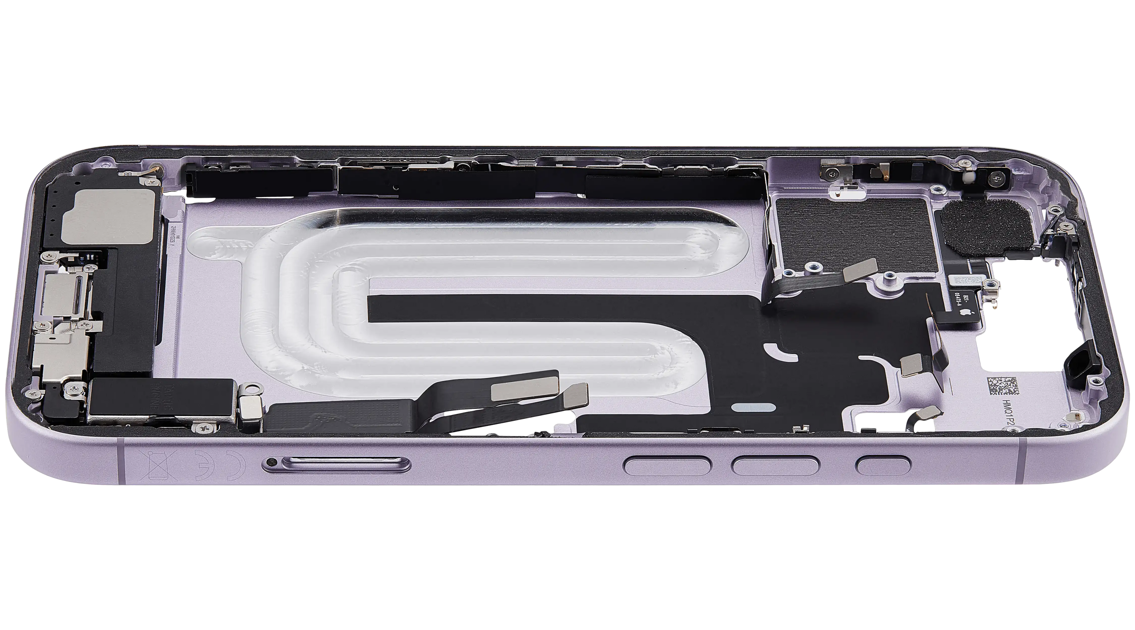 Midframe/Rahmen mit Ladebuchse Flex & Small Parts für iPhone 17 (EU / Global Version) (gebrauchter OEM-Ausbau, Qualität A) (Lavender)