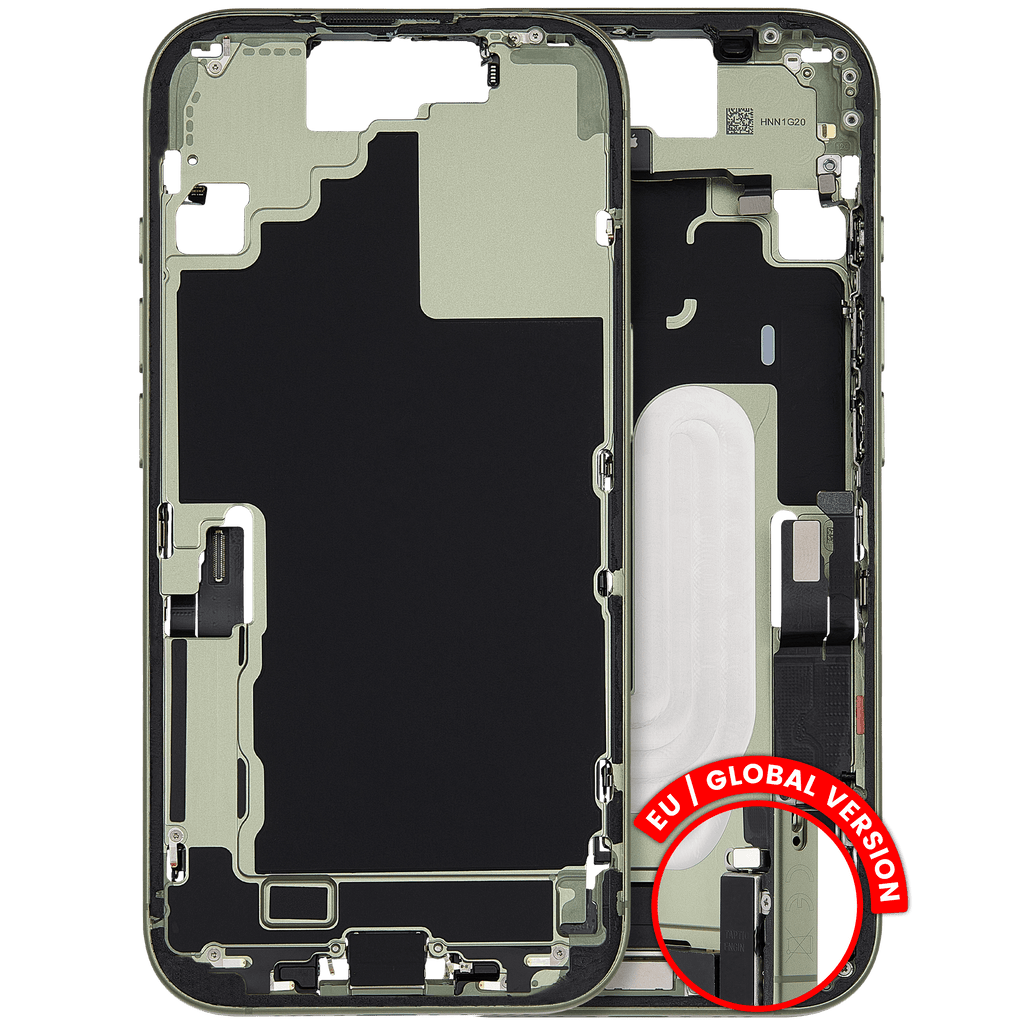 Midframe/Rahmen mit Ladebuchse Flex & Small Parts für iPhone 17 (EU / Global Version) (gebrauchter OEM-Ausbau, Qualität B) (Sage)