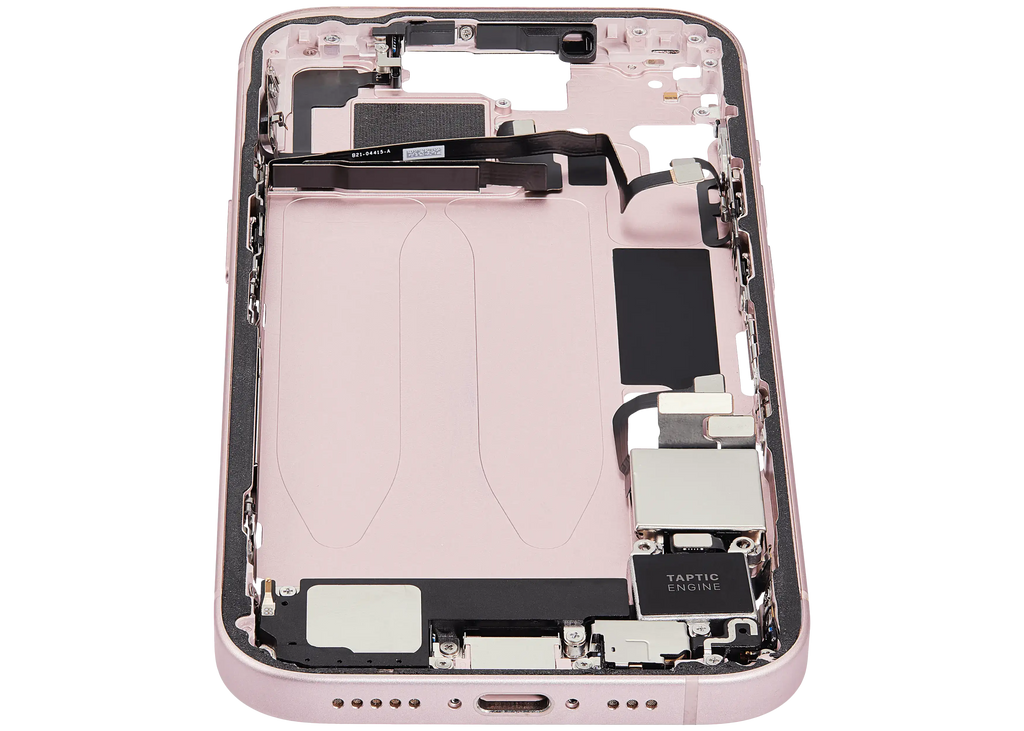 Midframe/Rahmen mit Ladebuchse Flex & Small Parts für iPhone 15 (US-Version) (gebrauchter OEM-Ausbau, Qualität C) (Pink)
