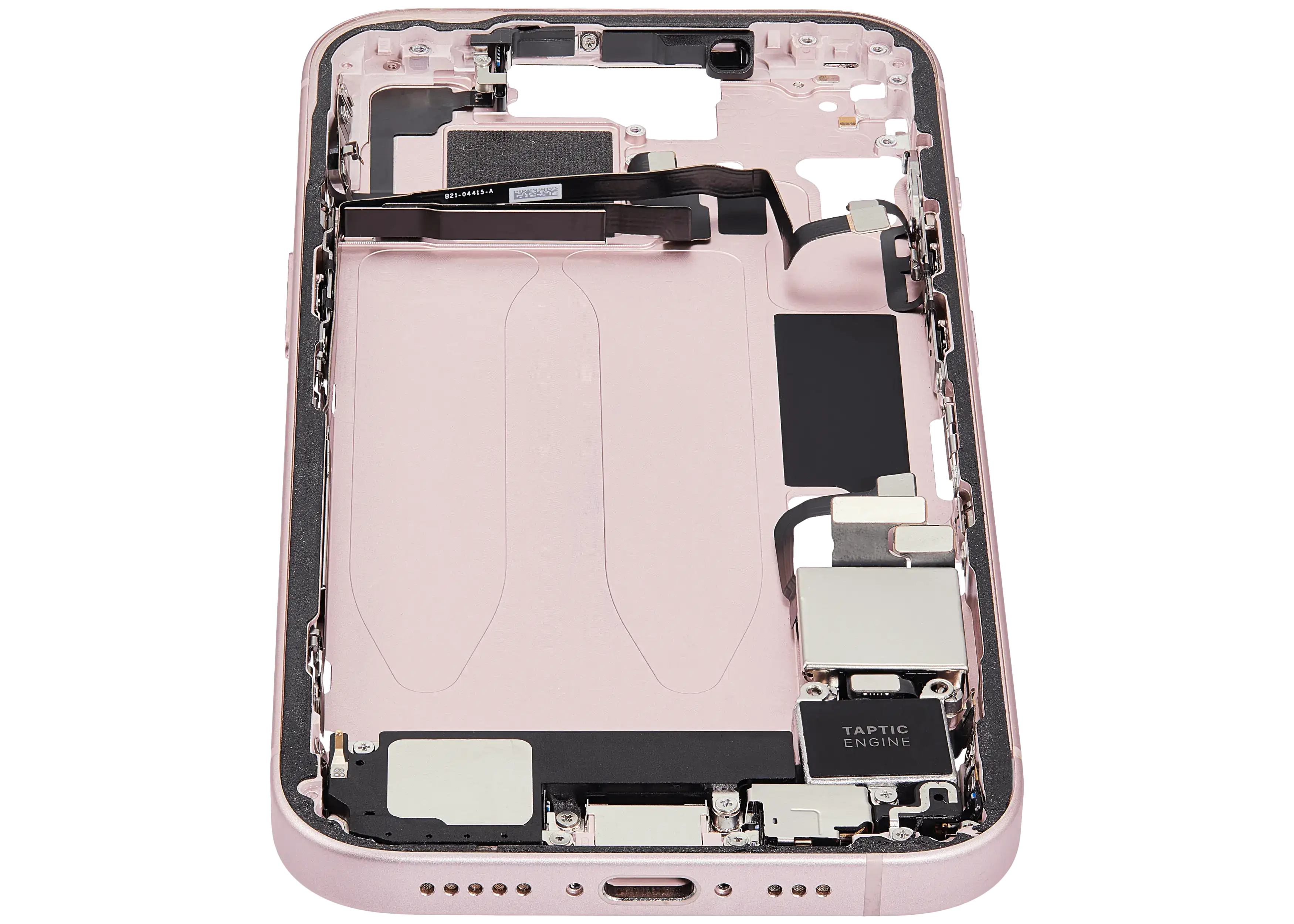 Midframe/Rahmen mit Ladebuchse Flex & Small Parts für iPhone 15 (US-Version) (gebrauchter OEM-Ausbau, Qualität C) (Pink)
