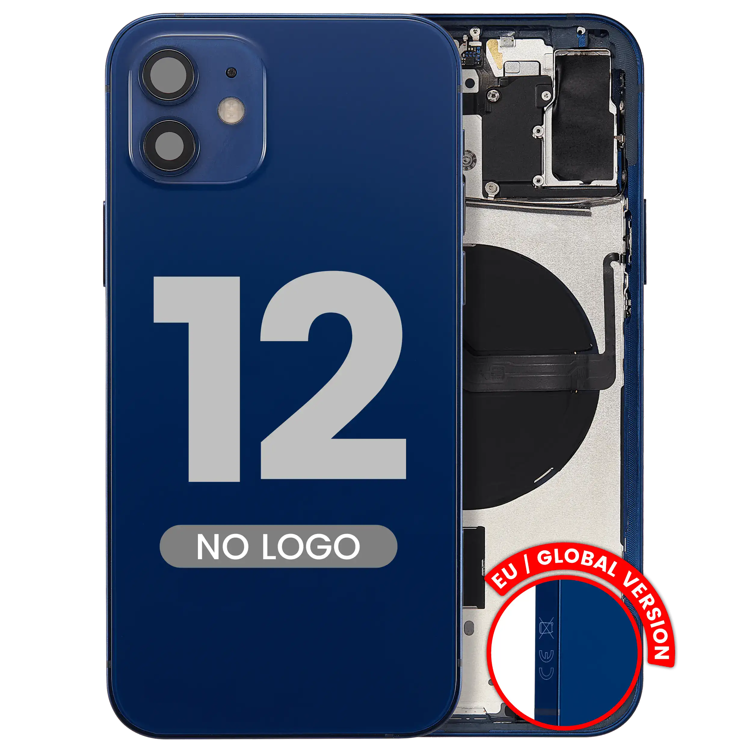 Backcover/Rahmen mit Kleinteilen für iPhone 12 (Aftermarket Plus) (Blau)