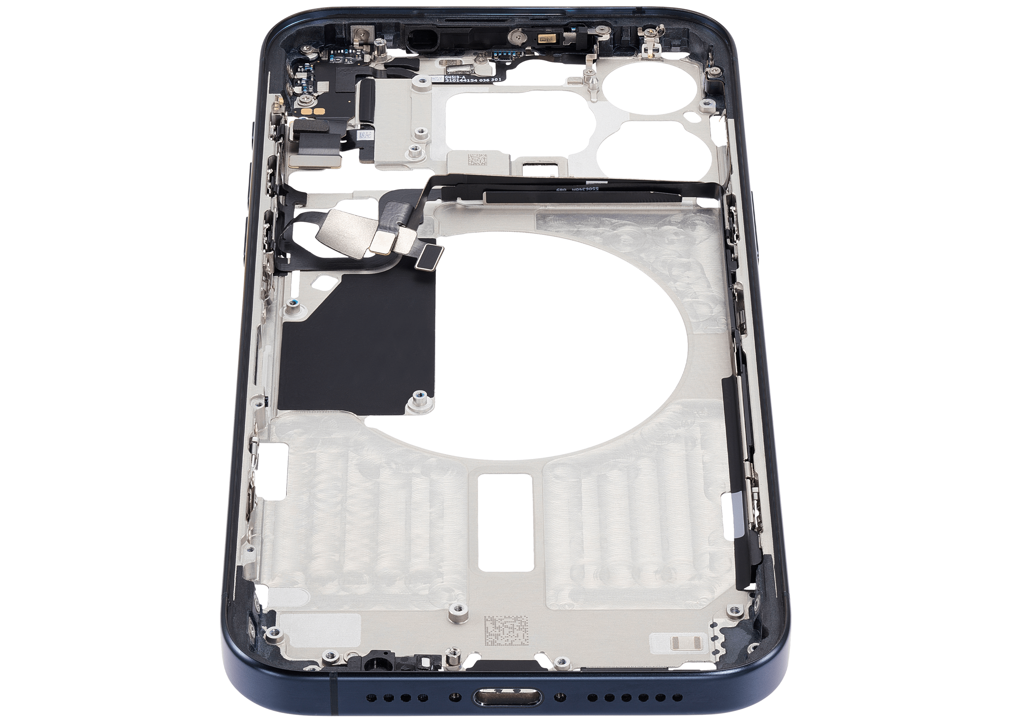 Midframe/Rahmen mit Small Parts für iPhone 15 Pro Max (EU / Global Version) (gebrauchter OEM-Ausbau, Qualität A) (Blau Titanium)