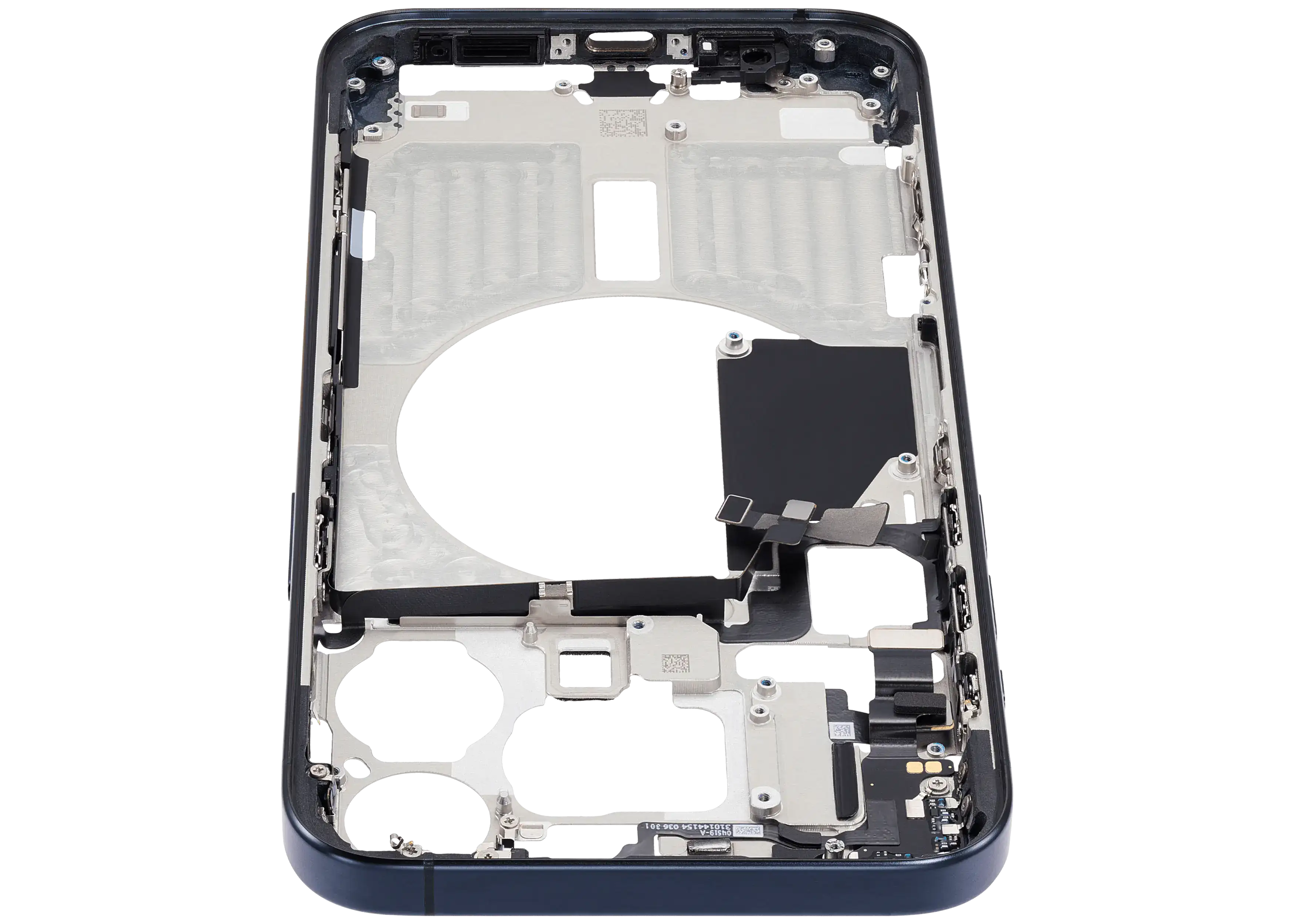 Midframe/Rahmen mit Small Parts für iPhone 15 Pro Max (EU / Global Version) (gebrauchter OEM-Ausbau, Qualität B) (Blau Titanium)