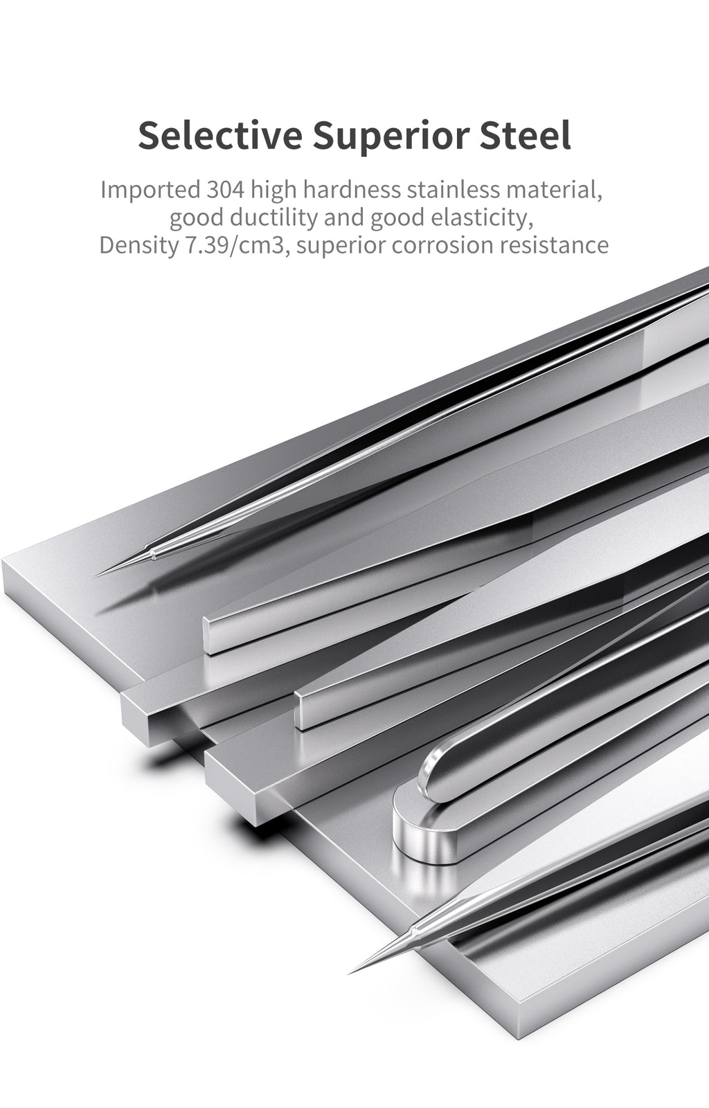 iNeeZy Handmade Non-Magnetic Stainless Steel Tweezers (Silver - Thin) (Qianli)