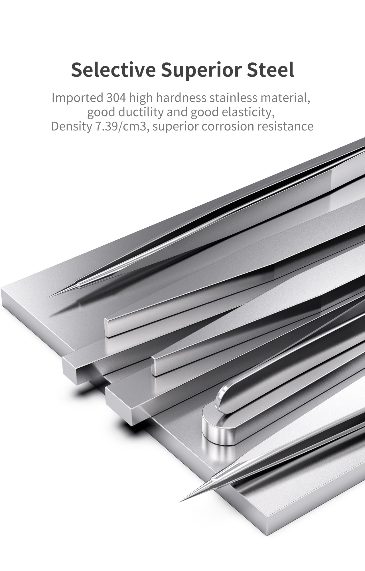 iNeeZy Handmade Non-Magnetic Stainless Steel Tweezers (Silver - Thin) (Qianli)