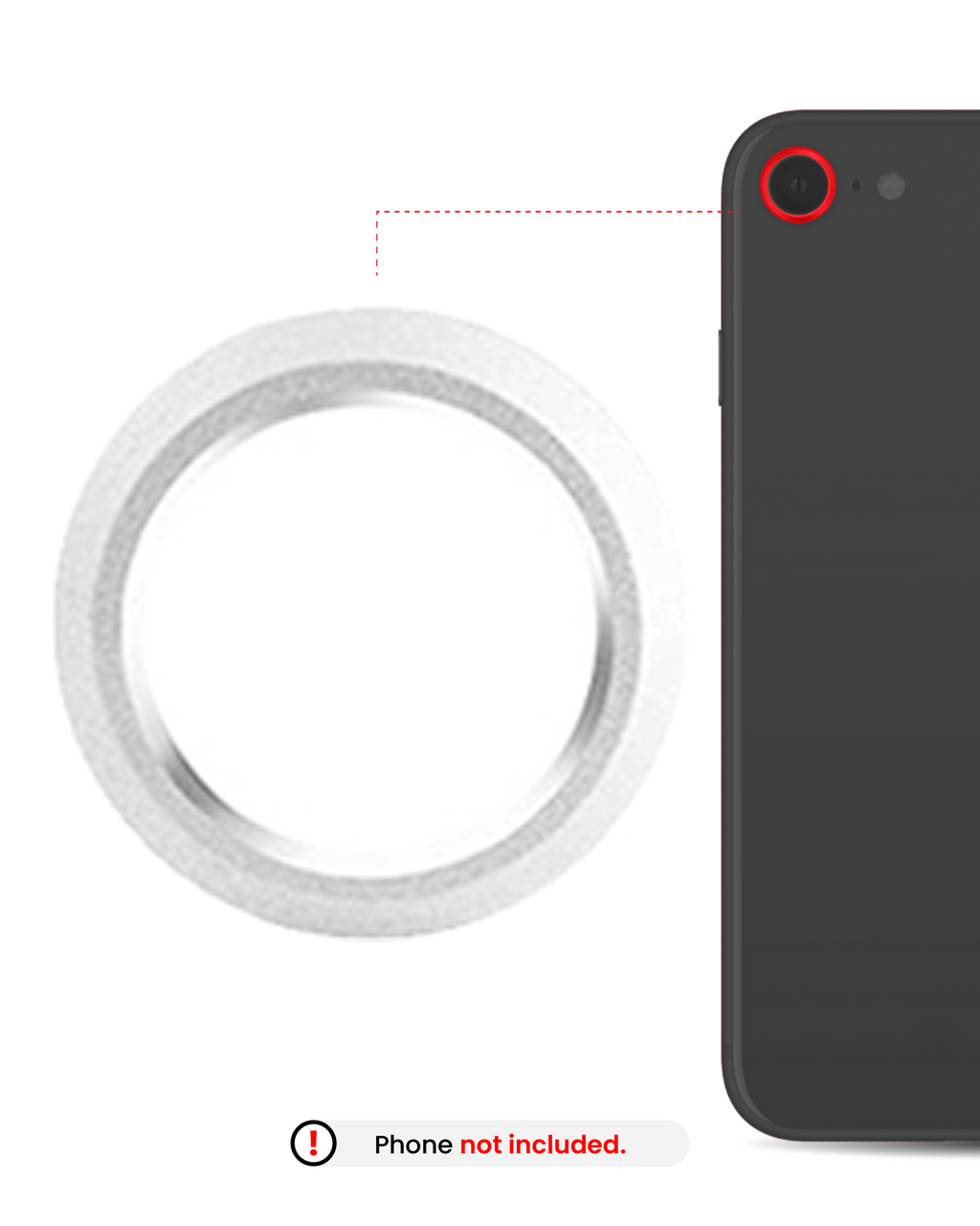 Rear Camera Lens Bezel for iPhone 8 (Silver) (10 Pack)