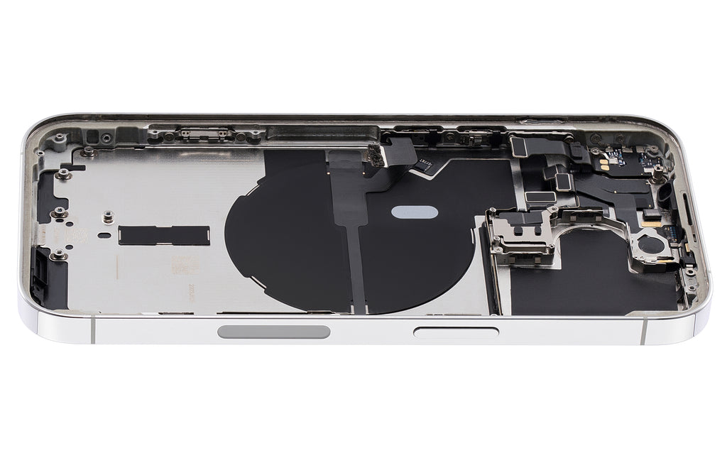 Backcover/Rahmen mit Small Parts für iPhone 14 Pro (US-Version) (gebrauchter OEM-Ausbau, Qualität A) (Silber)