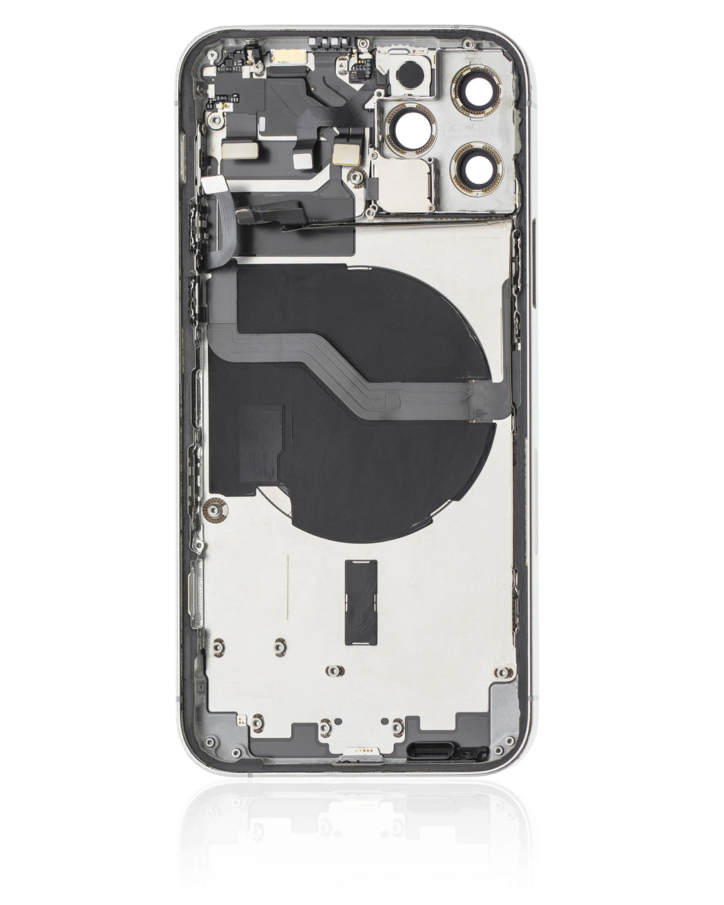 Backcover/Rahmen mit Small Parts für iPhone 12 Pro (EU / Global Version) (gebrauchter OEM-Ausbau, Qualität A) (Silber)