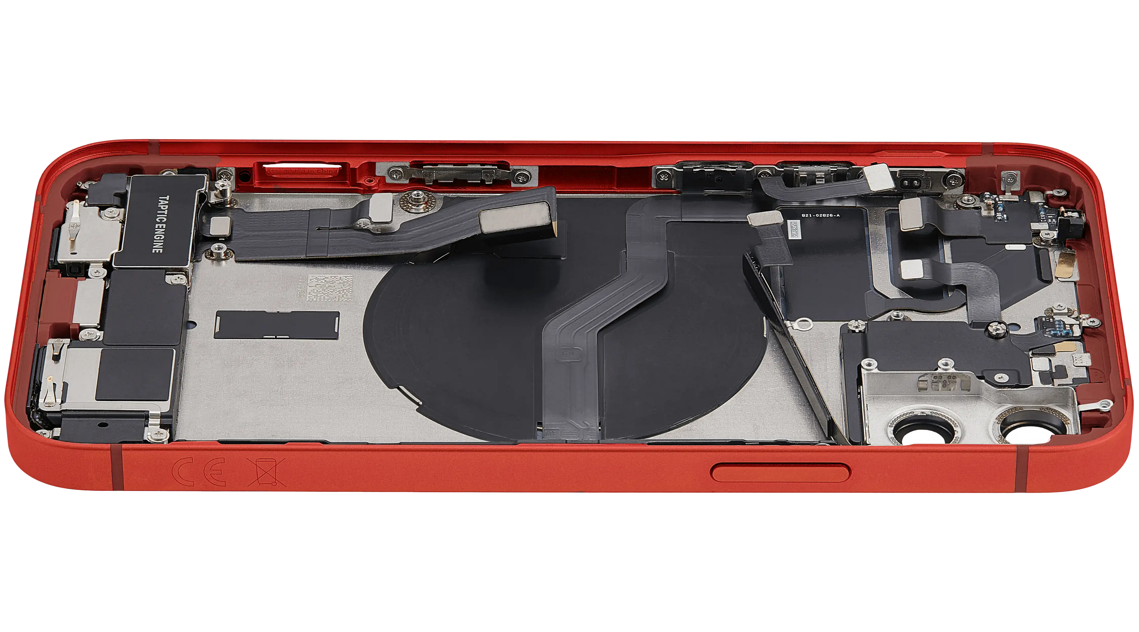 Backcover/Rahmen mit Ladebuchse Flex & Small Parts für iPhone 12 (EU / Global Version) (gebrauchter OEM-Ausbau, Qualität B) (Rot)
