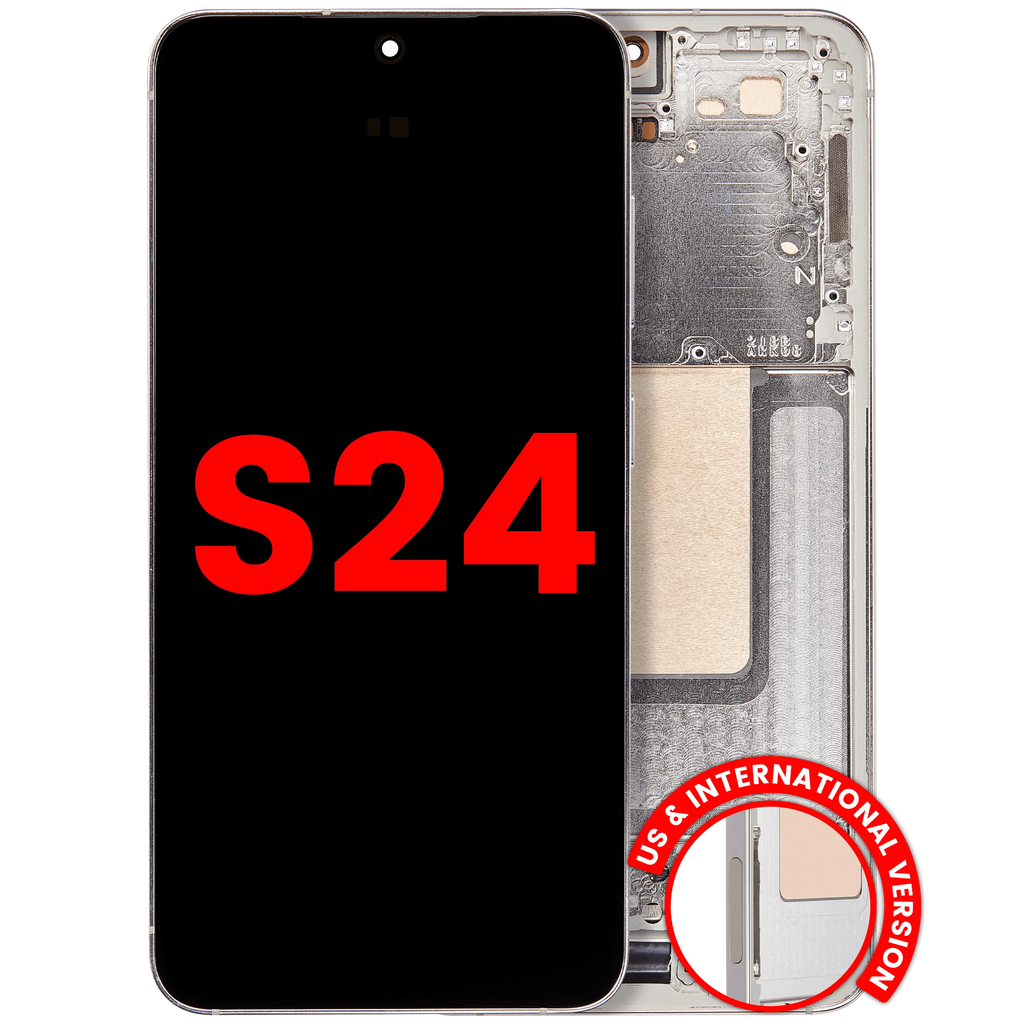 OLED-Display mit Rahmen für Samsung Galaxy S24 5G (US & Internationale Version) (Aftermarket Plus) (Amber Yellow)