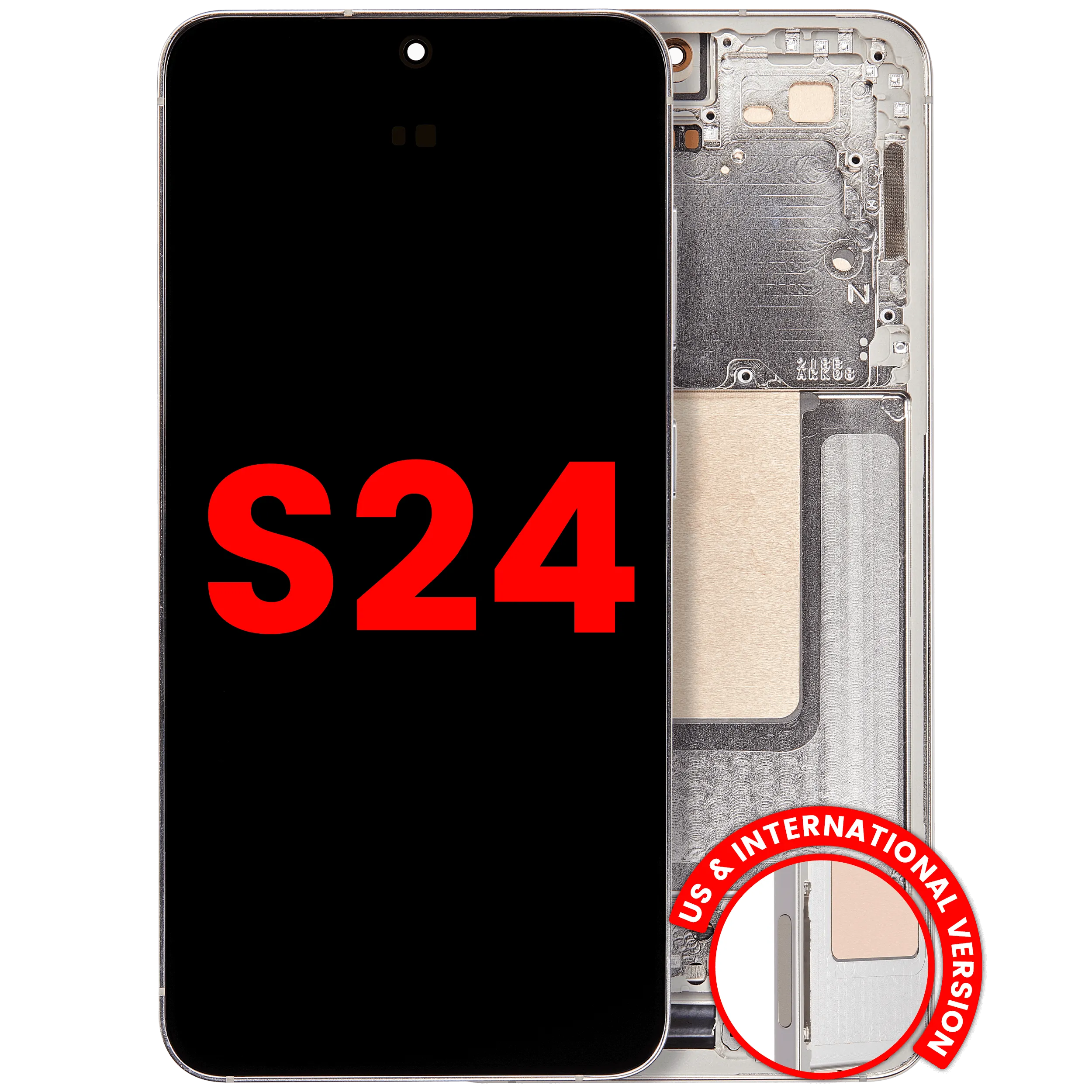 OLED-Display mit Rahmen für Samsung Galaxy S24 5G (US & Internationale Version) (Aftermarket Plus) (Amber Yellow)