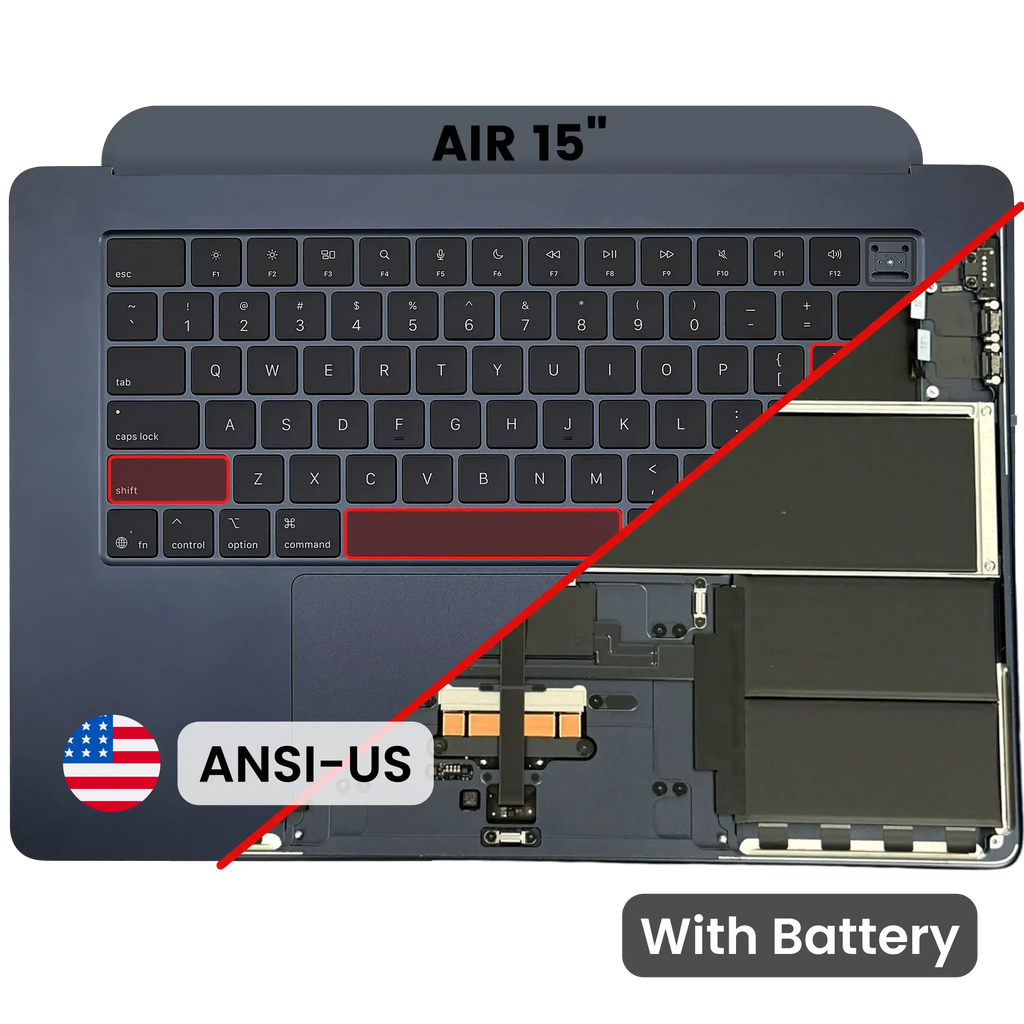 Topcase mit Akku & Tastatur f. MacBook Air 15 A3241 2025 US Midnight gebraucht B