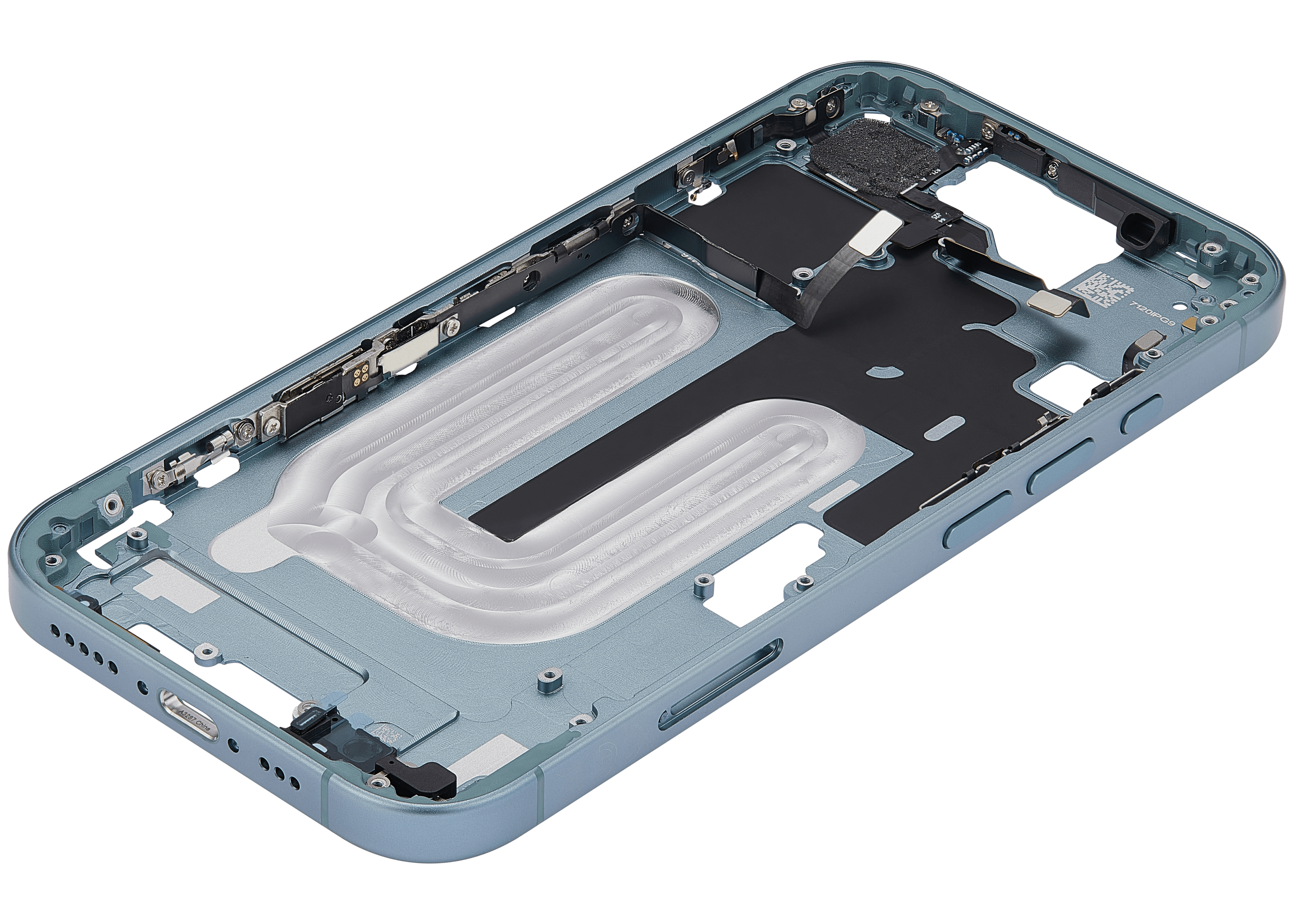 Midframe/Rahmen mit Power And Volume Button für iPhone 16 (EU / Global Version) (Aftermarket Plus) (Teal)