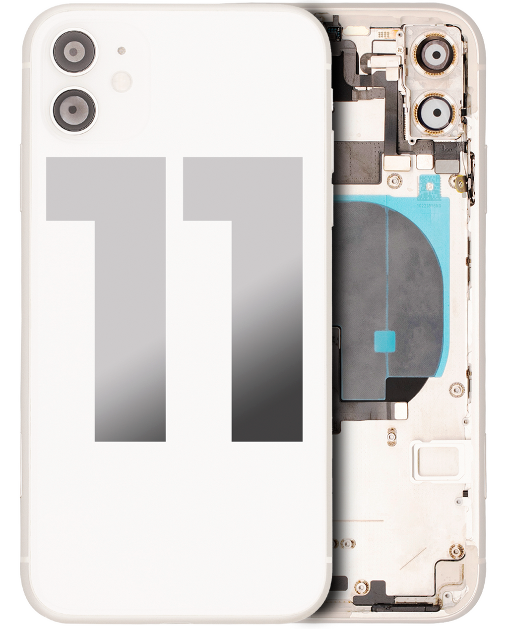 Backcover/Rahmen mit Small Components Pre-Installed für iPhone 11 (gebrauchter OEM-Ausbau, Qualität A) (Weiß)