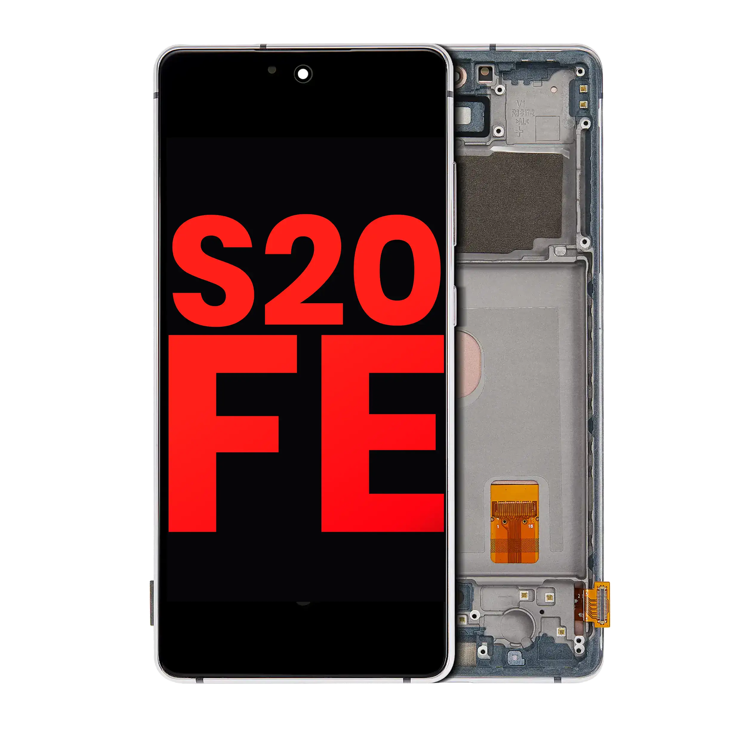 OLED-Display mit Rahmen für Samsung Galaxy S20 FE Cloud White (Aftermarket Plus)