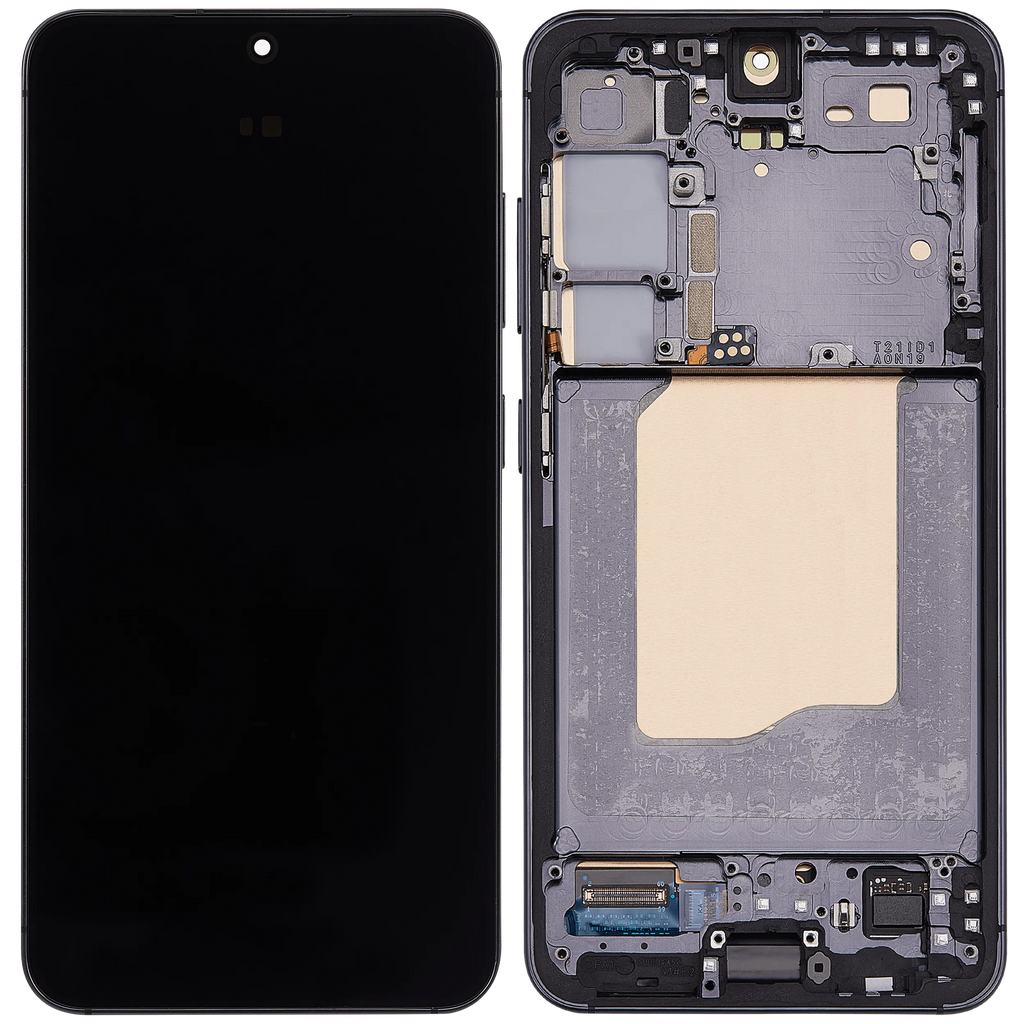 OLED-Display mit Rahmen für Samsung Galaxy S25 5G (US & International) (Aftermarket Plus) (Blau Schwarz)