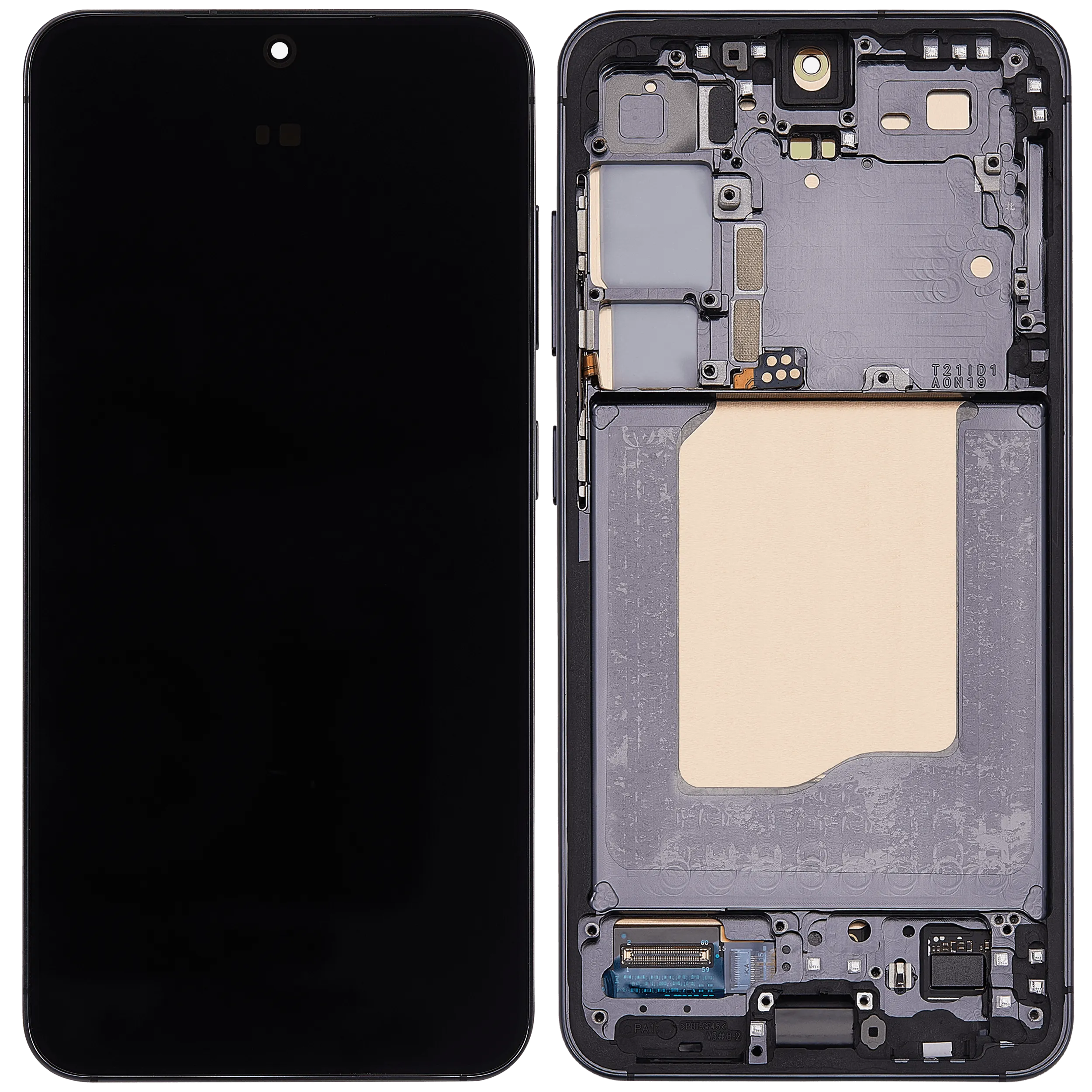 OLED-Display mit Rahmen für Samsung Galaxy S25 5G (US & International) (Aftermarket Plus) (Blau Schwarz)