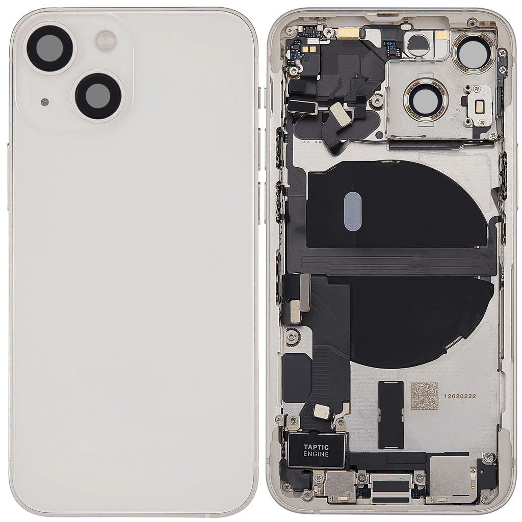 Backcover/Rahmen mit Ladebuchse Flex & Small Parts für iPhone 13 Mini (US-Version) (gebrauchter OEM-Ausbau, Qualität B) (Starlight)