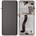 OLED-Display mit Rahmen für Samsung Galaxy S21 Ultra 5G (Aftermarket Plus) (120Hz) (Phantom Silver)