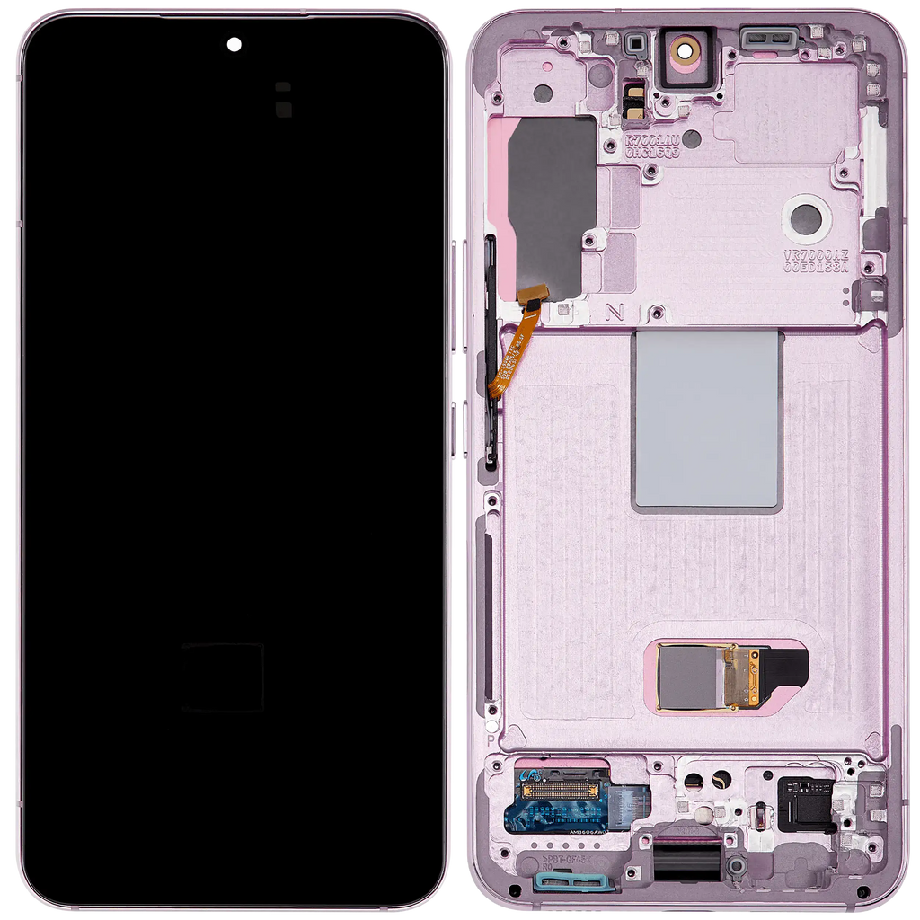 OLED-Display mit Rahmen für Samsung Galaxy S22 5G (US & Internationale Version) (gebrauchter OEM-Ausbau, Qualität A) (Bora purple)
