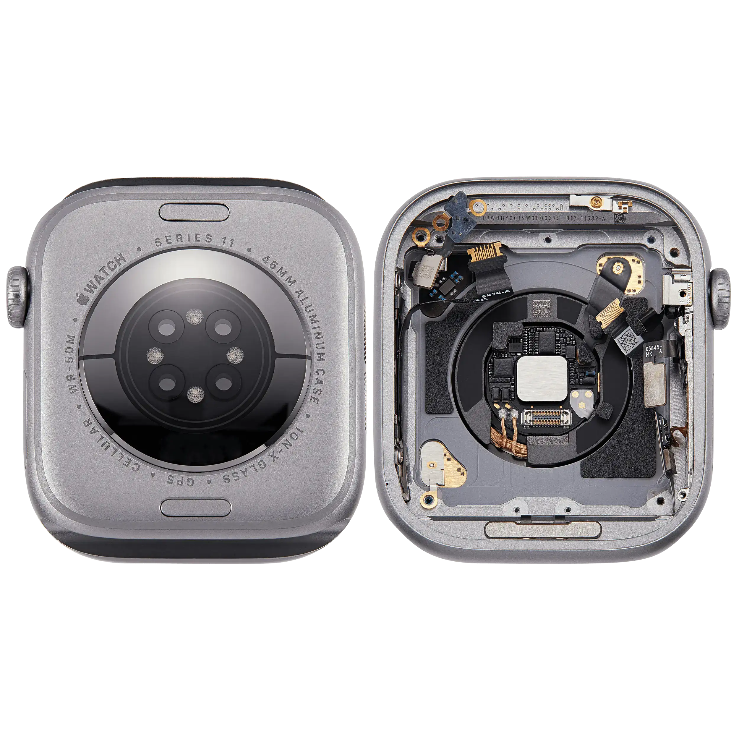 Backcover/Rahmen für Watch Series 11 (46MM) (gebrauchter OEM-Ausbau, Qualität A) (Cellular Version) (Aluminum / Space Gray)