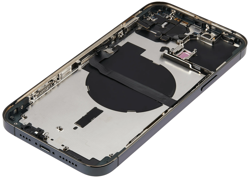 Backcover/Rahmen mit Small Parts für iPhone 13 Pro Max (EU / Global Version) (gebrauchter OEM-Ausbau, Qualität C) (Alpine Grün)