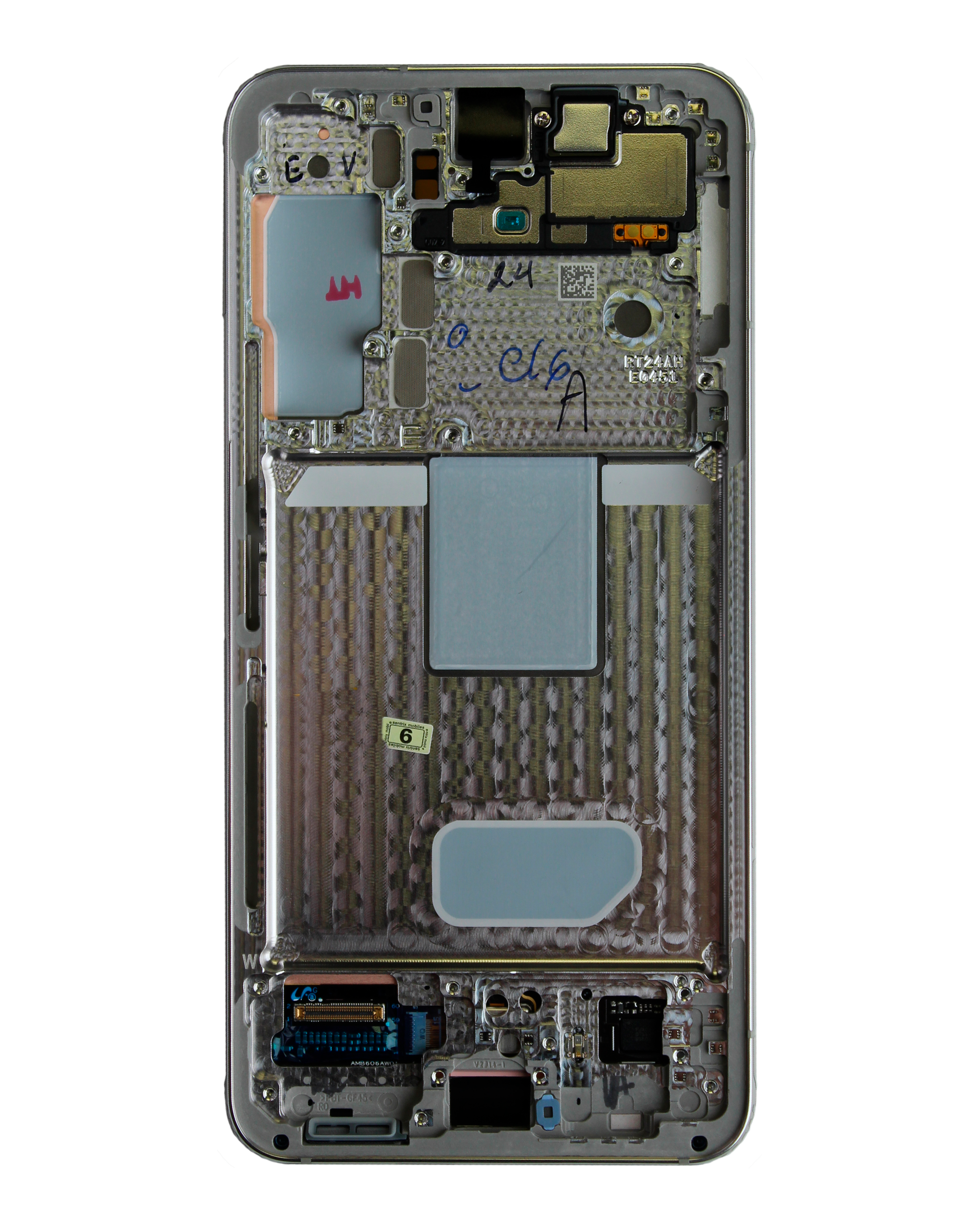 OLED-Display mit Rahmen für Samsung Galaxy S22 5G (gebrauchter OEM-Ausbau, Qualität B/C) (Weiß)