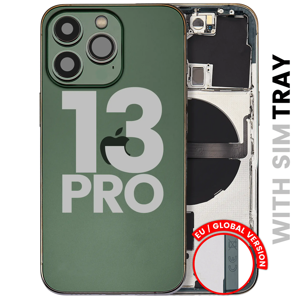 Backcover/Rahmen mit Small Parts für iPhone 13 Pro (EU / Global Version) (gebrauchter OEM-Ausbau, Qualität C) (Alpine Grün)