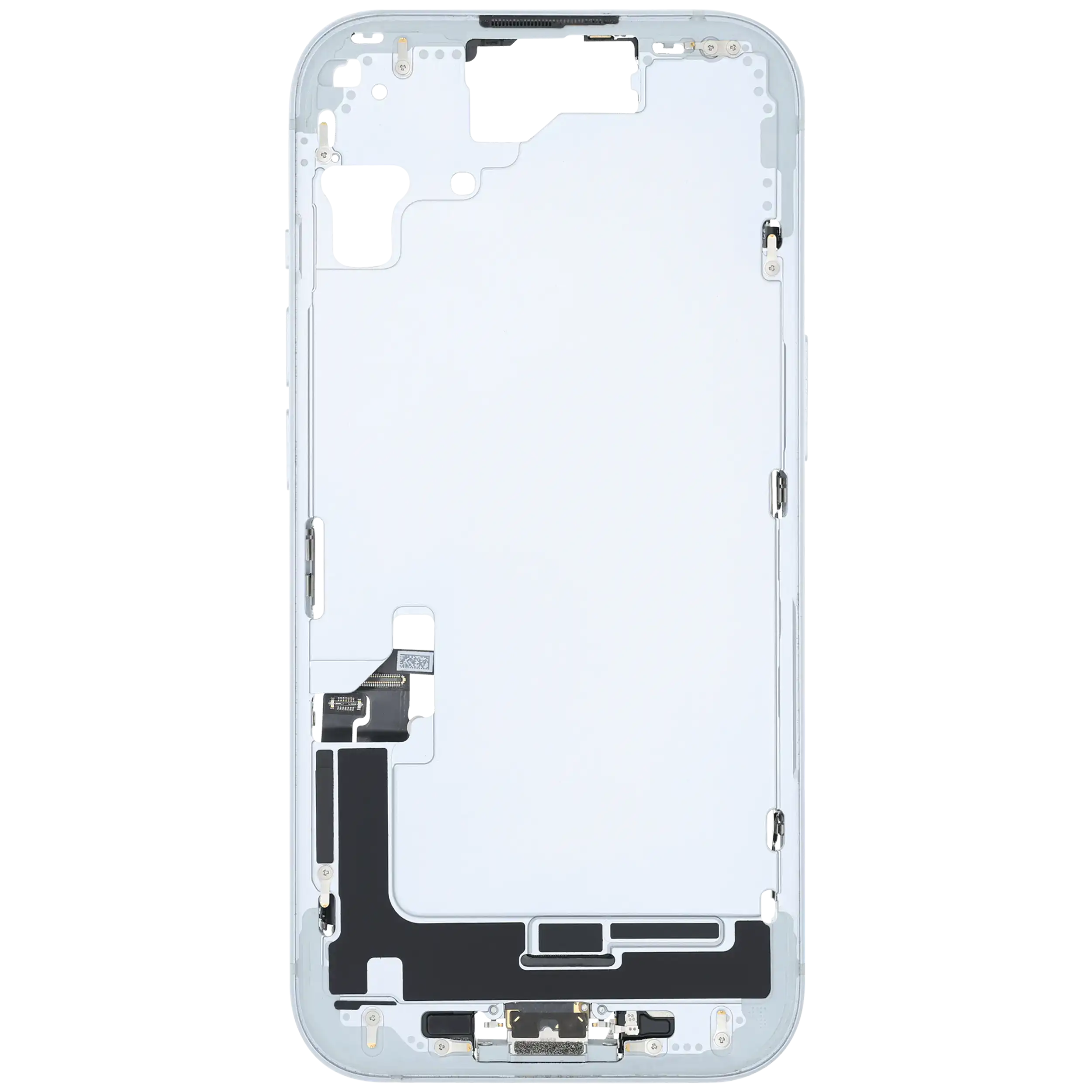 Midframe/Rahmen mit Ladebuchse Flex & Small Parts für iPhone 15 (US-Version) (gebrauchter OEM-Ausbau, Qualität C) (Blau)