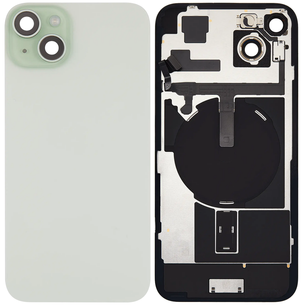 Backcover mit MagSafe Magnet & NFC & Blitz-Flexkabel für iPhone 15 Plus (gebrauchter OEM-Ausbau, Qualität B) (Grün)