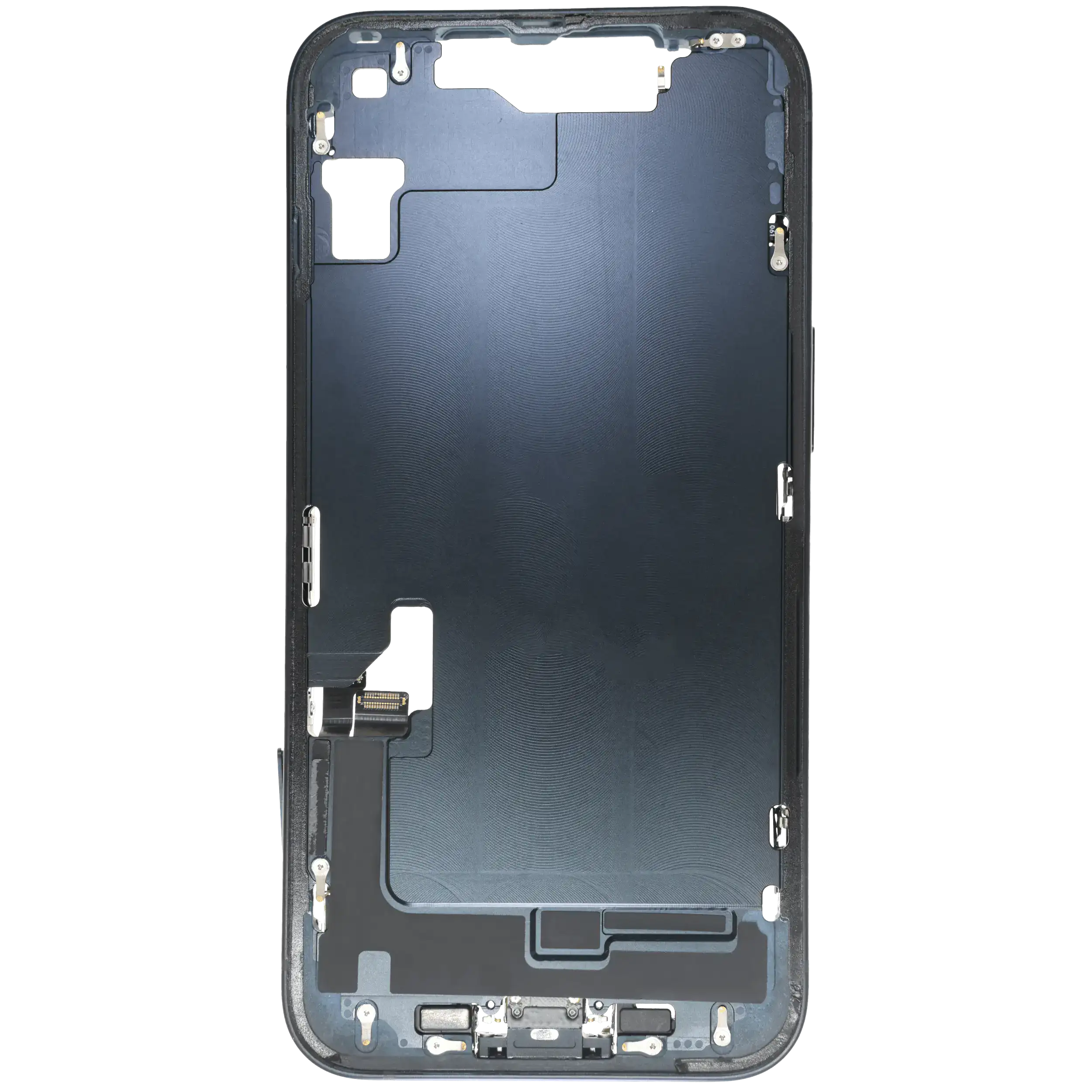 Midframe/Rahmen mit Ladebuchse Flex & Small Parts für iPhone 14 (EU / Global Version) (gebrauchter OEM-Ausbau, Qualität C) (Midnight)