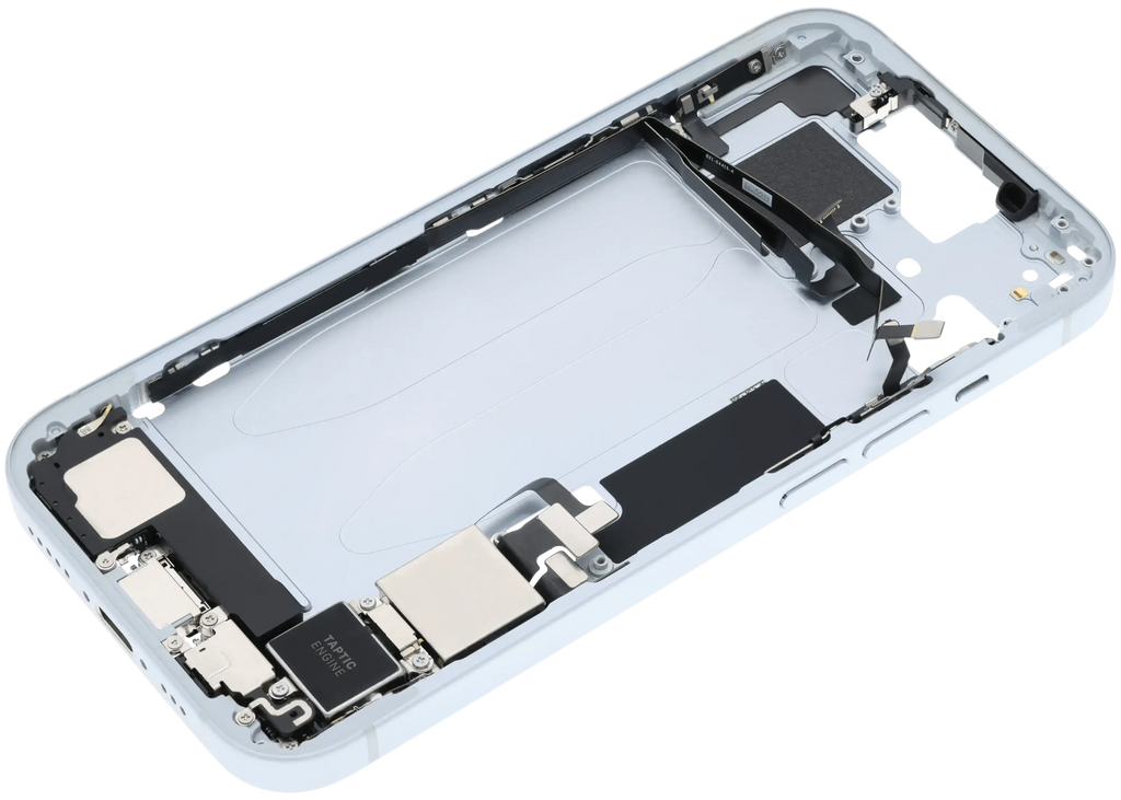 Midframe/Rahmen mit Ladebuchse Flex & Small Parts für iPhone 15 (US-Version) (gebrauchter OEM-Ausbau, Qualität C) (Blau)