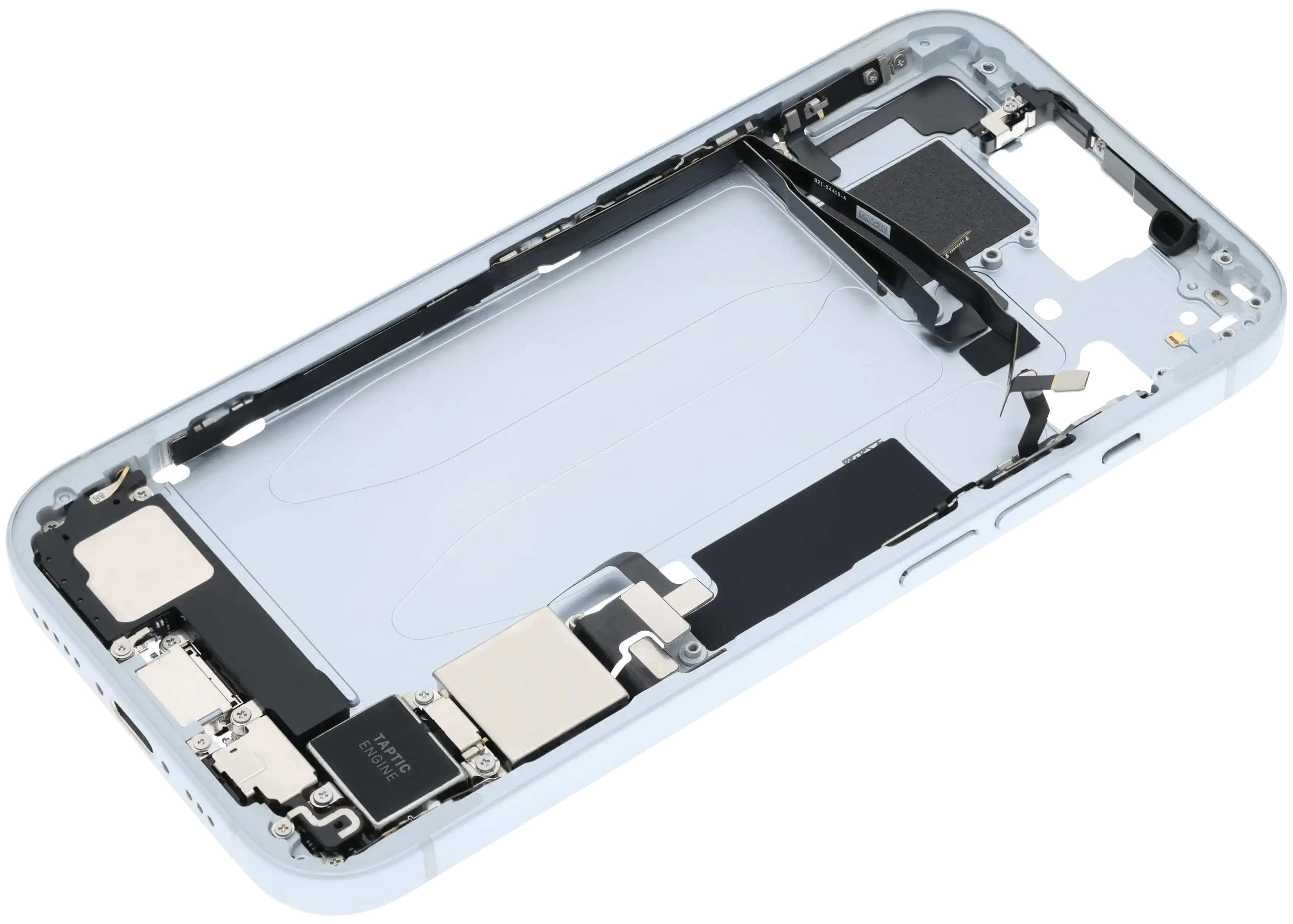Midframe/Rahmen mit Ladebuchse Flex & Small Parts für iPhone 15 (US-Version) (gebrauchter OEM-Ausbau, Qualität C) (Blau)