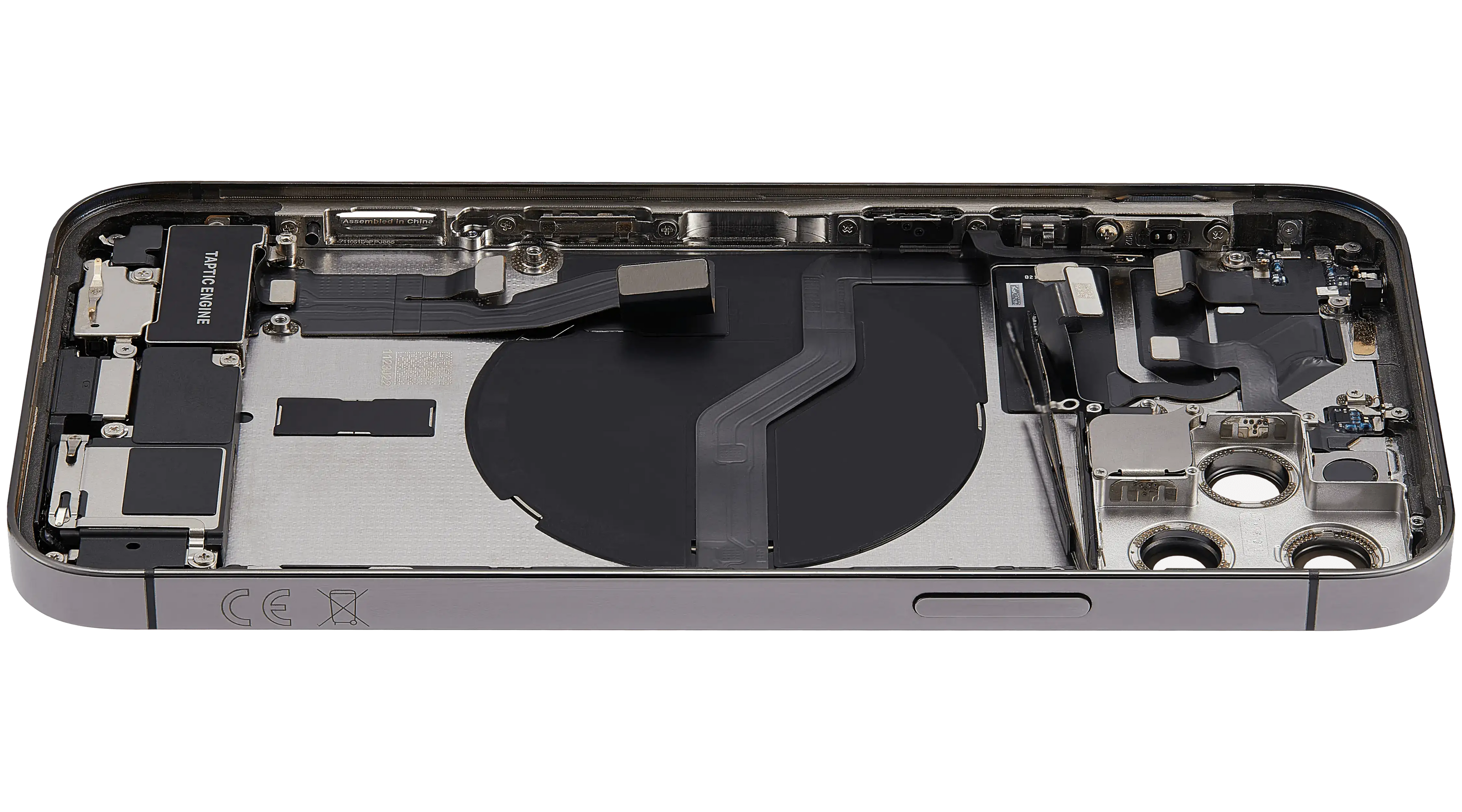 Backcover/Rahmen mit Ladebuchse Flex & Small Parts für iPhone 12 Pro (EU / Global Version) (gebrauchter OEM-Ausbau, Qualität A) (Graphite)
