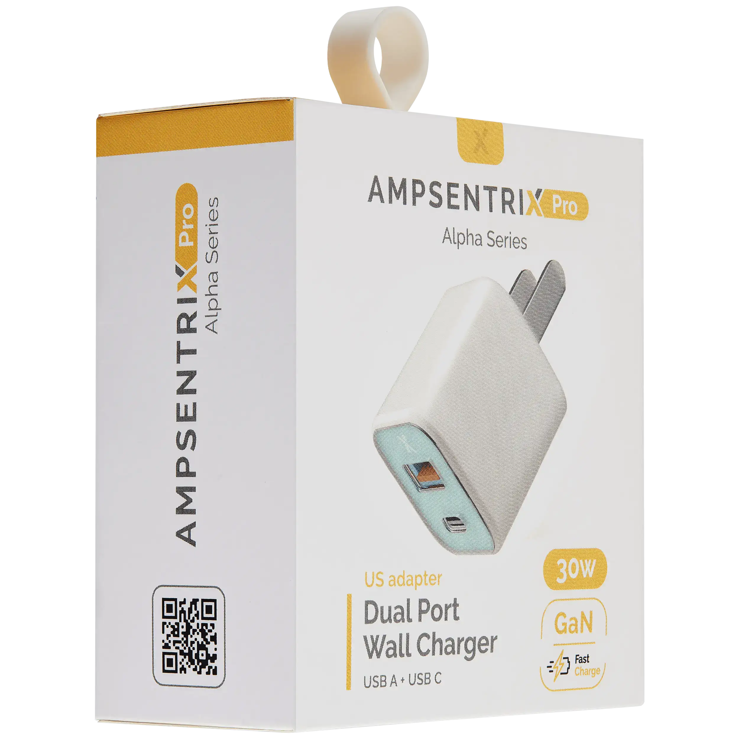 AmpSentrix Pro 30W 2-in-1 USB-C / USB-A GaN Wall Adapter (Teal)