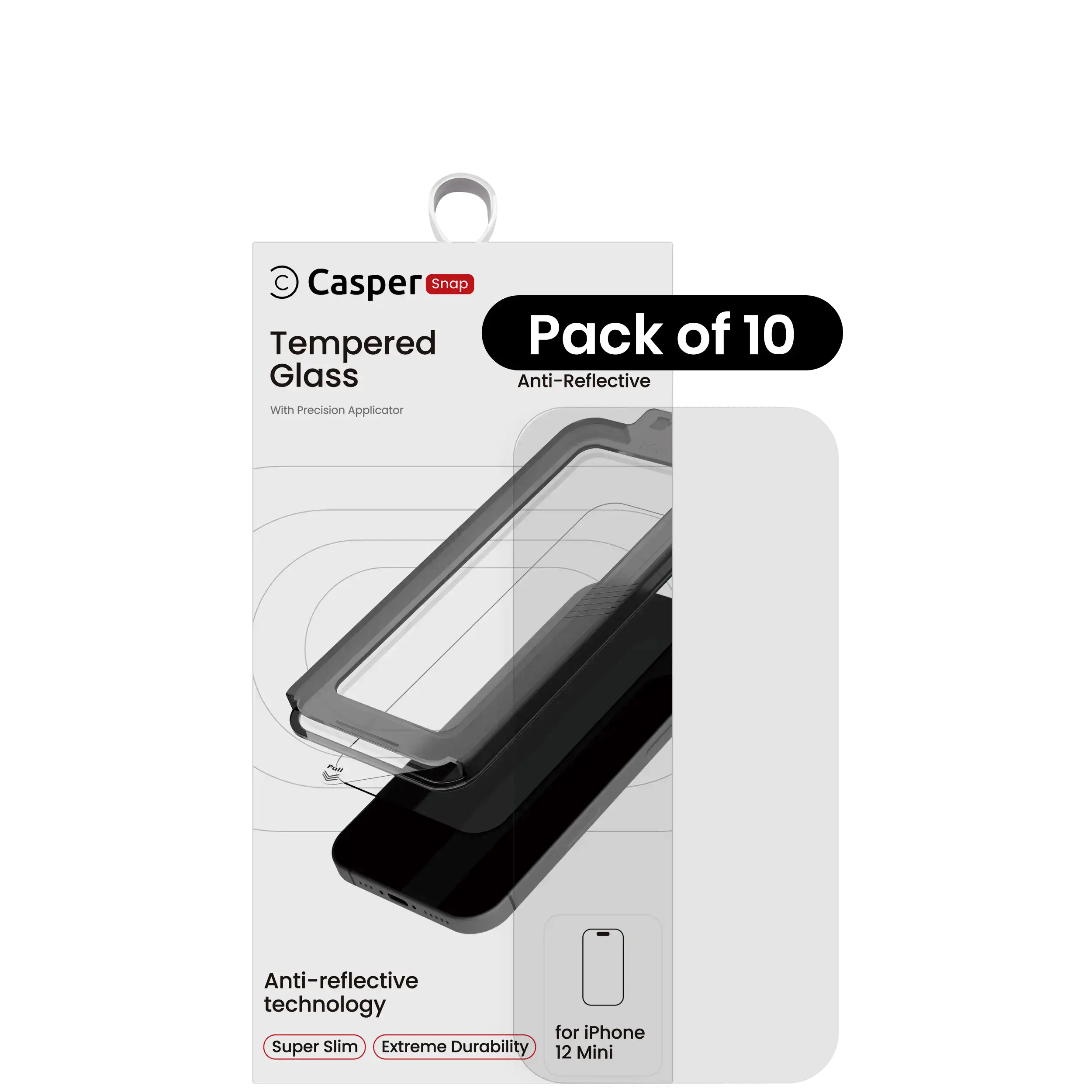 Casper Snap Temperglas für iPhone 12 Mini (10er-Pack) (AR Clear)