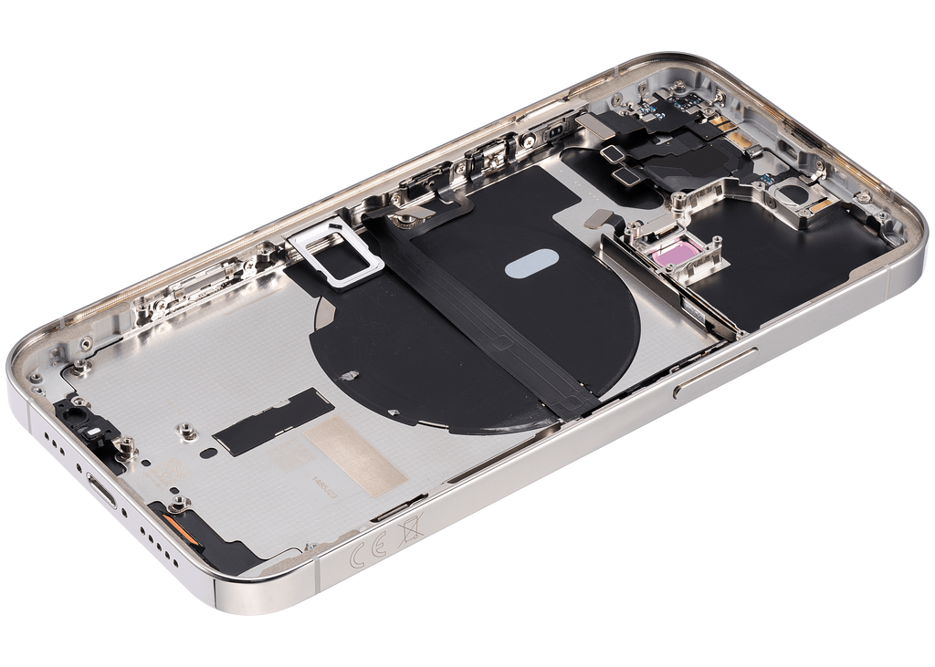 Backcover/Rahmen mit Small Parts für iPhone 13 Pro (EU / Global Version) (gebrauchter OEM-Ausbau, Qualität B) (Silber)
