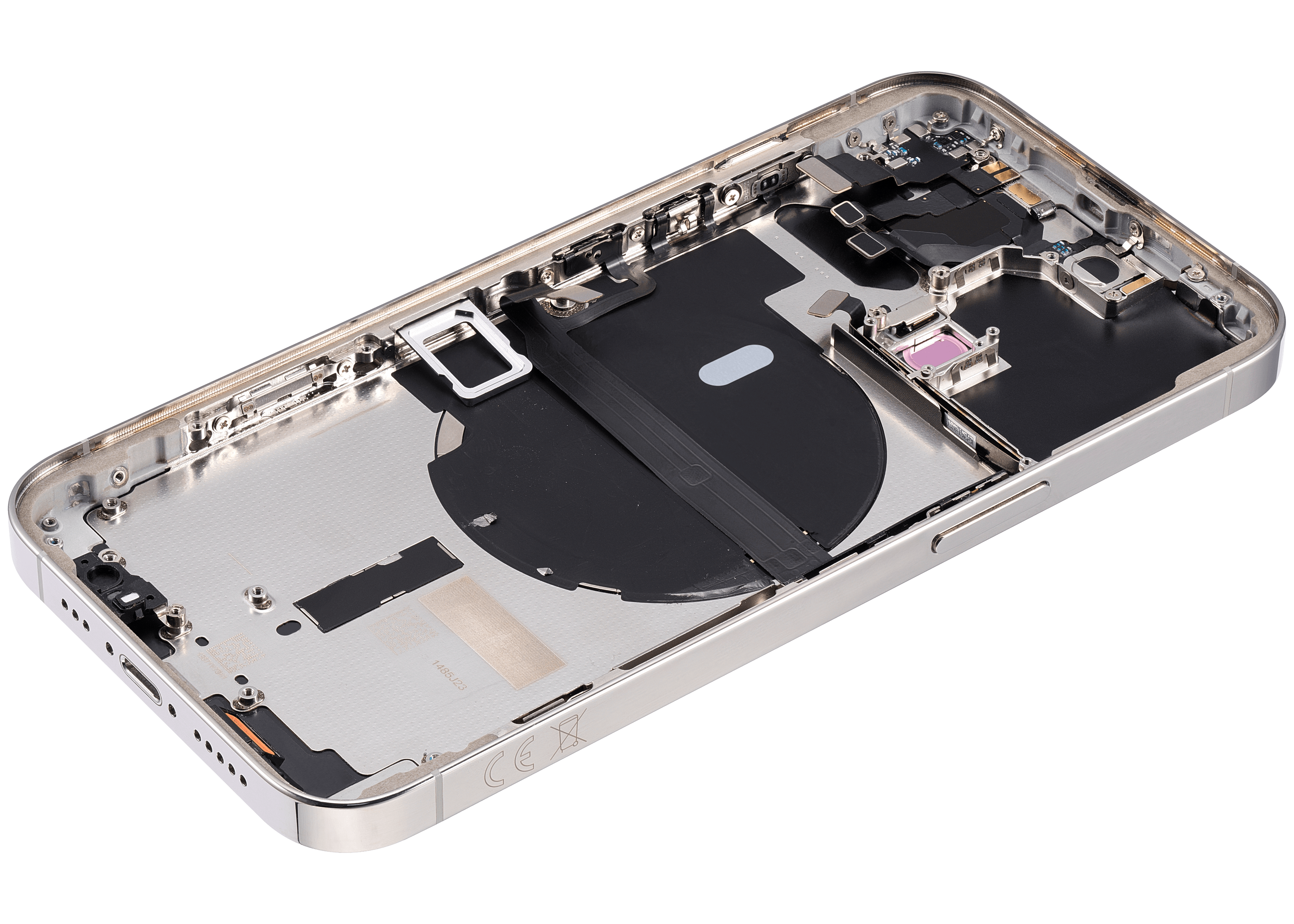 Backcover/Rahmen mit Small Parts für iPhone 13 Pro (EU / Global Version) (gebrauchter OEM-Ausbau, Qualität B) (Silber)
