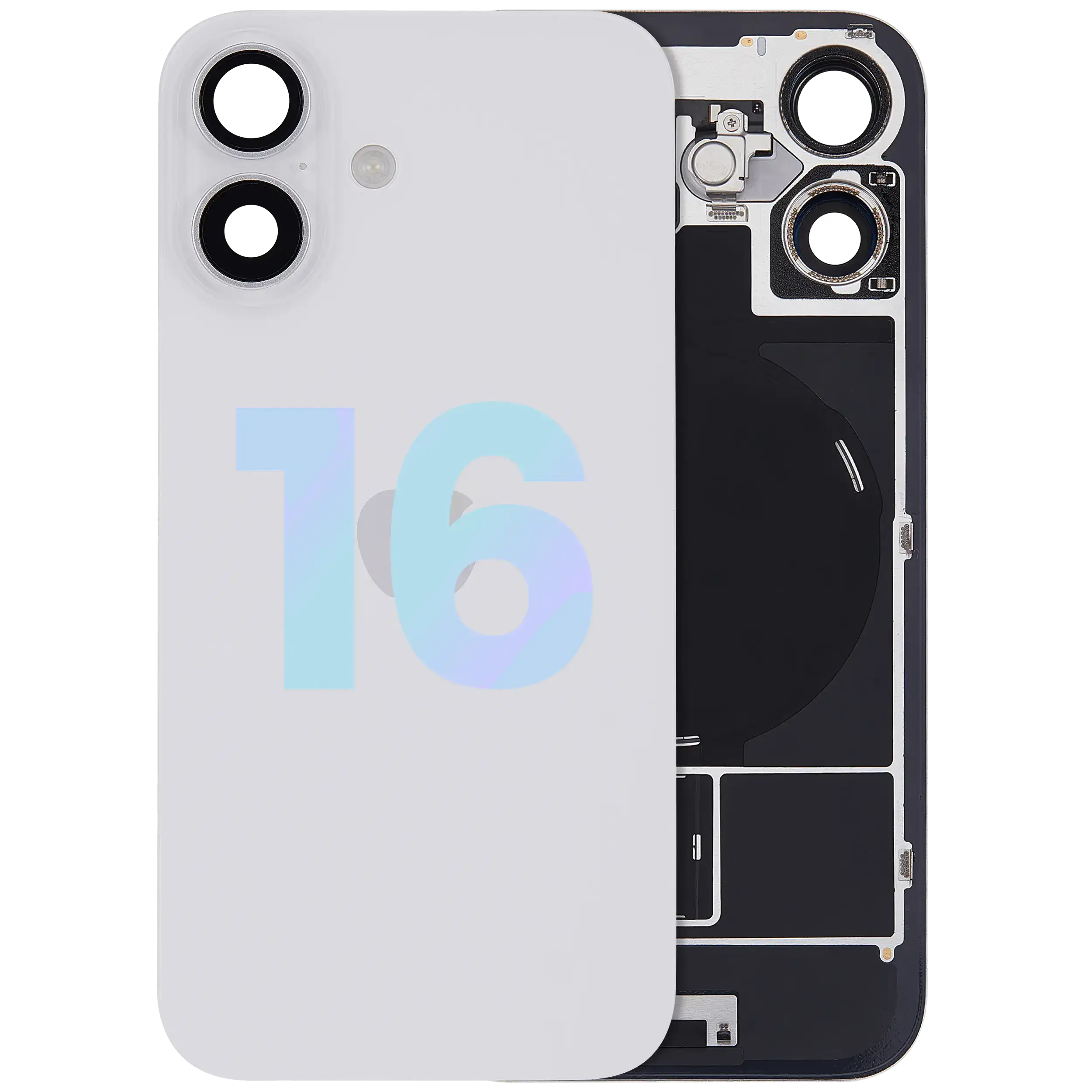 Backcover iPhone 16 Weiß Service Pack mit MagSafe & Blitz-Flexkabel