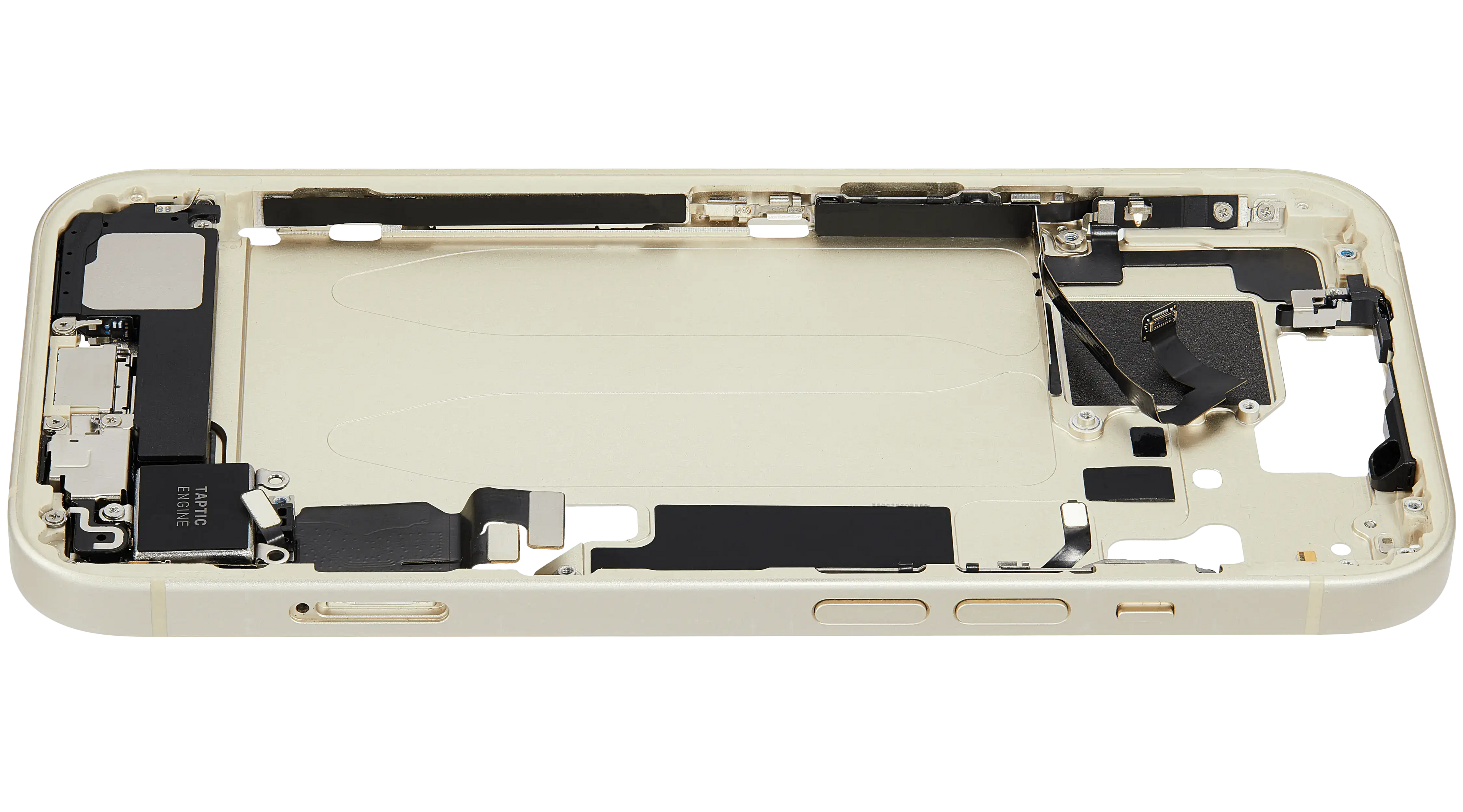 Midframe/Rahmen mit Ladebuchse Flex & Small Parts für iPhone 15 (EU / Global Version) (gebrauchter OEM-Ausbau, Qualität C) (Gelb)