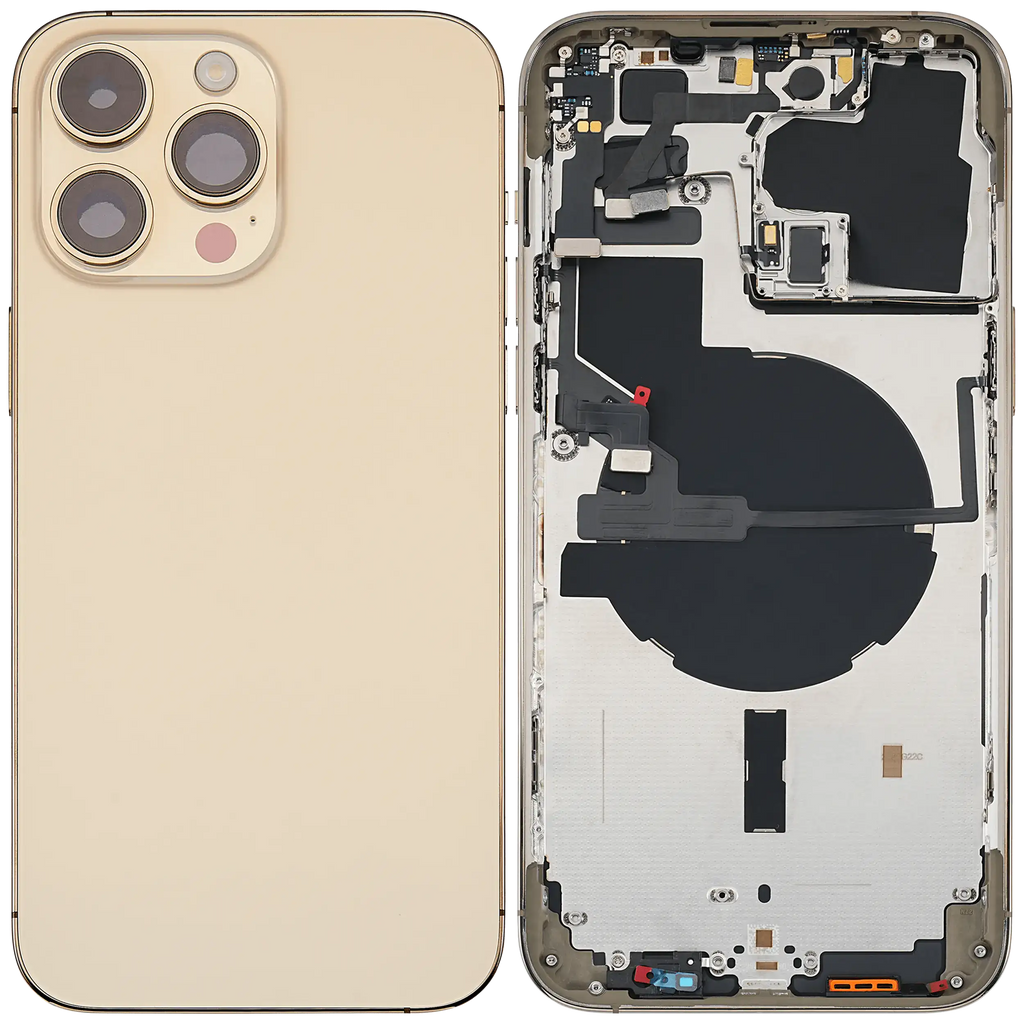 Backcover/Rahmen mit Small Parts für iPhone 14 Pro Max (EU / Global Version) (gebrauchter OEM-Ausbau, Qualität B) (Gold)